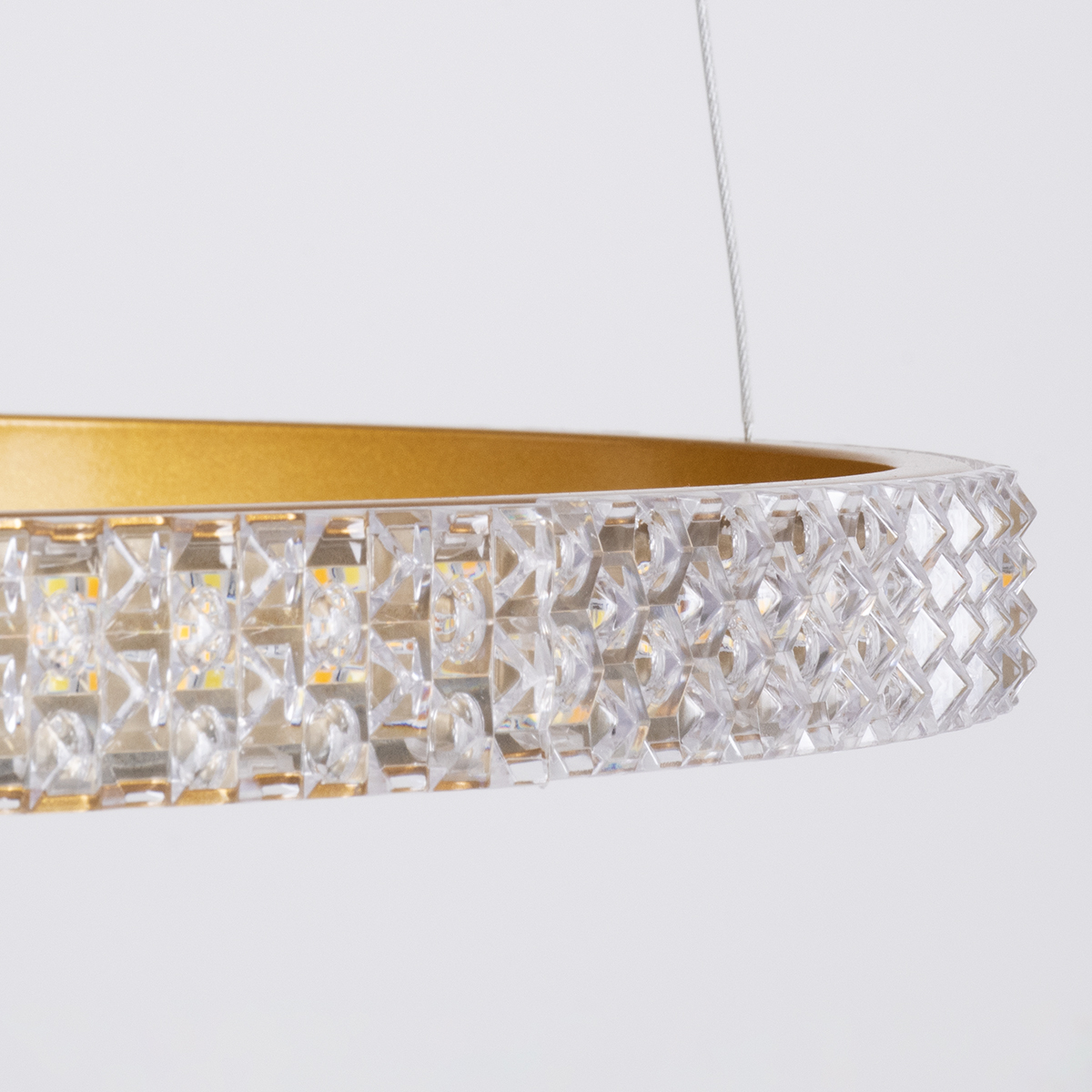 GloboStar® DIAMOND TRIO 61143 Κρεμαστό Φωτιστικό Δαχτυλίδι-Κύκλος LED CCT 100W 12123lm 360° AC 220-240V - Εναλλαγή Φωτισμού μέσω Τηλεχειριστηρίου All In One Ψυχρό 6000k+Φυσικό 4500k+Θερμό 2700k Dimmable Φ25+40+60cm - Χρυσό Βούρτσας - 3 Years Warranty