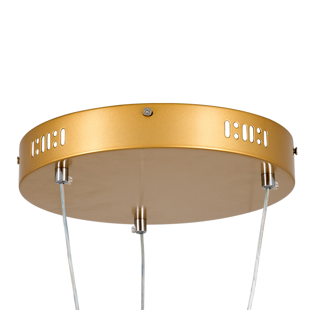 GloboStar® DIAMOND TRIO 61143 Κρεμαστό Φωτιστικό Δαχτυλίδι-Κύκλος LED CCT 100W 12123lm 360° AC 220-240V - Εναλλαγή Φωτισμού μέσω Τηλεχειριστηρίου All In One Ψυχρό 6000k+Φυσικό 4500k+Θερμό 2700k Dimmable Φ25+40+60cm - Χρυσό Βούρτσας - 3 Years Warranty