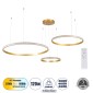 GloboStar® DIAMOND TRIO 61145 Κρεμαστό Φωτιστικό Δαχτυλίδι-Κύκλος LED CCT 120W 14723lm 360° AC 220-240V - Εναλλαγή Φωτισμού μέσω Τηλεχειριστηρίου All In One Ψυχρό 6000k+Φυσικό 4500k+Θερμό 2700k Dimmable Φ40+60+80cm - Χρυσό Βούρτσας - 3 Years Warranty