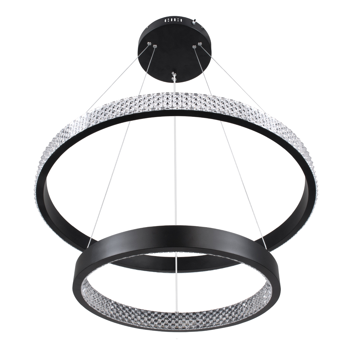 GloboStar® DIAMOND DUO 61150 Κρεμαστό Φωτιστικό Δαχτυλίδι-Κύκλος LED CCT 75W 8743lm 360° AC 220-240V - Εναλλαγή Φωτισμού μέσω Τηλεχειριστηρίου All In One Ψυχρό 6000k+Φυσικό 4500k+Θερμό 2700k Dimmable Φ40+60cm - Μαύρο - 3 Years Warranty