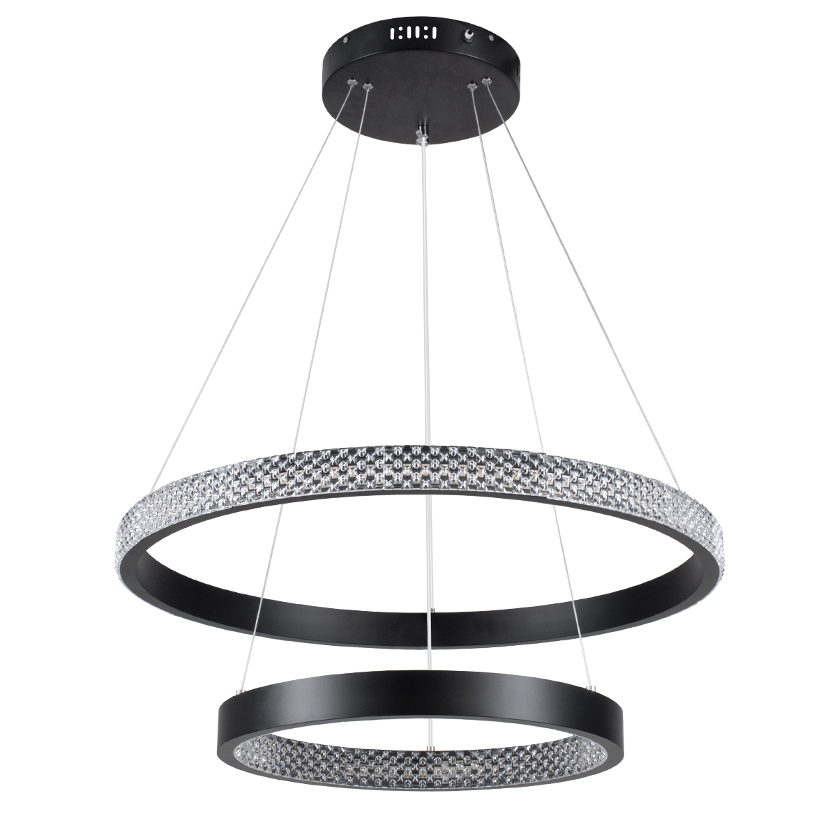 GloboStar® DIAMOND DUO 61150-DECO Κρεμαστό Φωτιστικό Δαχτυλίδι-Κύκλος LED CCT 75W 8743lm 360° AC 220-240V - Εναλλαγή Φωτισμού μέσω Τηλεχειριστηρίου All In One Ψυχρό 6000k+Φυσικό 4500k+Θερμό 2700k Dimmable Φ40+60cm - Μαύρο - 3 Years Warranty