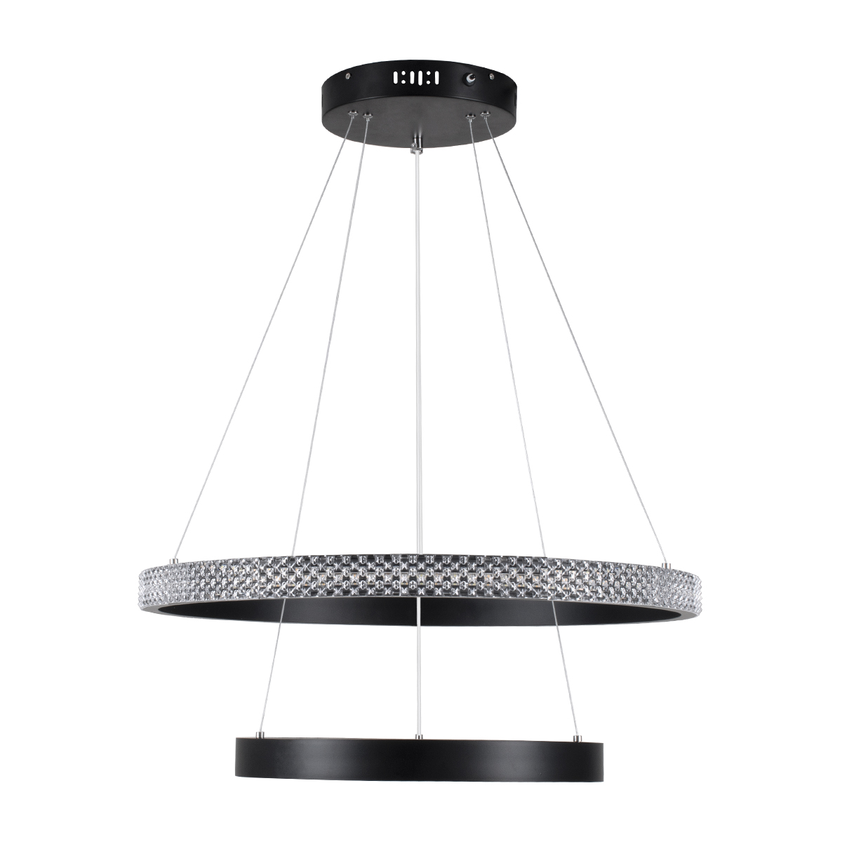 GloboStar® DIAMOND DUO 61150-DECO Κρεμαστό Φωτιστικό Δαχτυλίδι-Κύκλος LED CCT 75W 8743lm 360° AC 220-240V - Εναλλαγή Φωτισμού μέσω Τηλεχειριστηρίου All In One Ψυχρό 6000k+Φυσικό 4500k+Θερμό 2700k Dimmable Φ40+60cm - Μαύρο - 3 Years Warranty