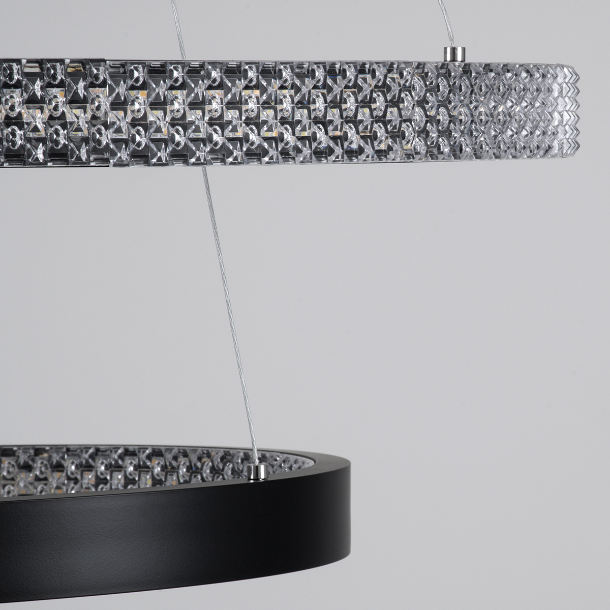 GloboStar® DIAMOND DUO 61150-DECO Κρεμαστό Φωτιστικό Δαχτυλίδι-Κύκλος LED CCT 75W 8743lm 360° AC 220-240V - Εναλλαγή Φωτισμού μέσω Τηλεχειριστηρίου All In One Ψυχρό 6000k+Φυσικό 4500k+Θερμό 2700k Dimmable Φ40+60cm - Μαύρο - 3 Years Warranty