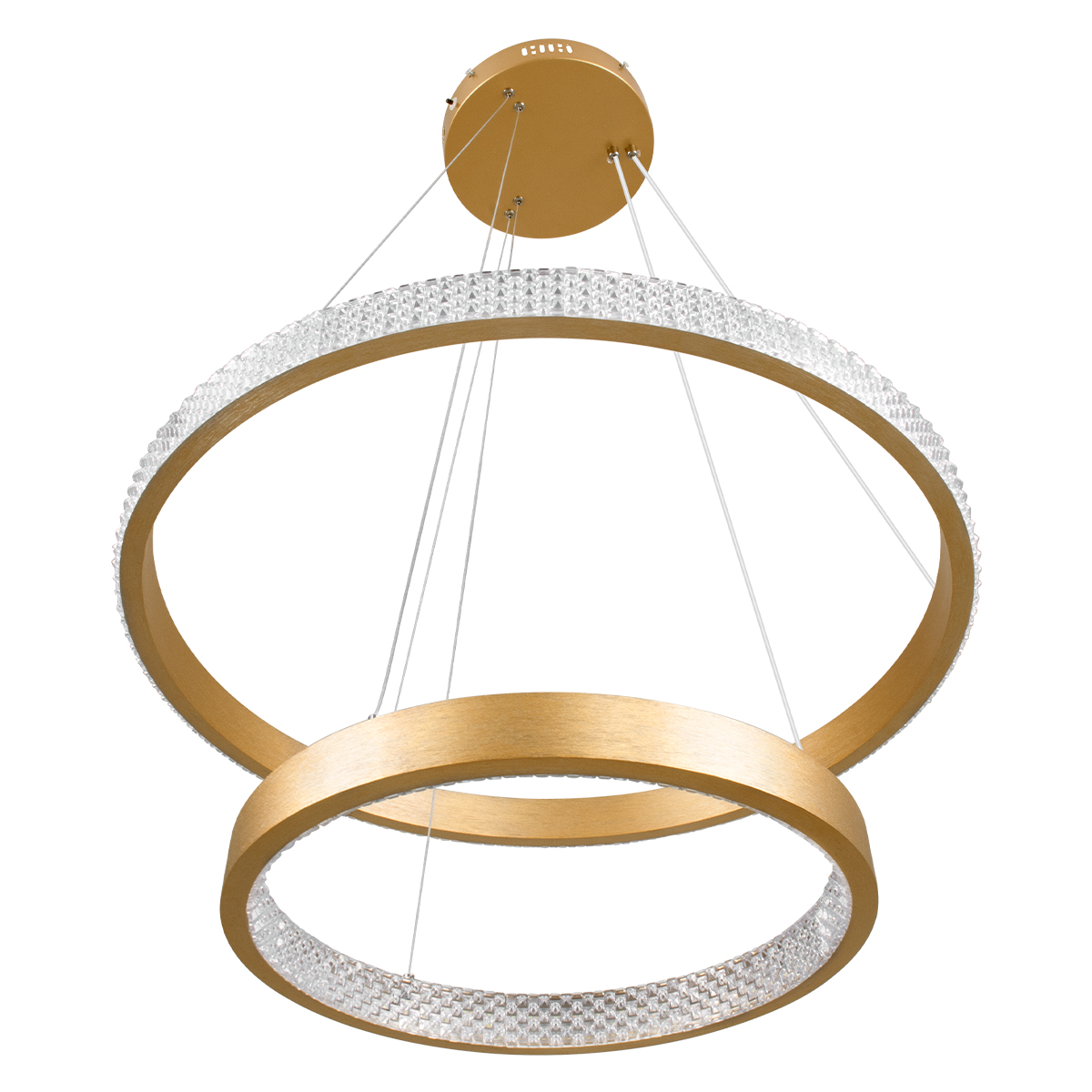 GloboStar® DIAMOND DUO 61151-DECO Κρεμαστό Φωτιστικό Δαχτυλίδι-Κύκλος LED CCT 75W 8743lm 360° AC 220-240V - Εναλλαγή Φωτισμού μέσω Τηλεχειριστηρίου All In One Ψυχρό 6000k+Φυσικό 4500k+Θερμό 2700k Dimmable Φ40+60cm - Χρυσό Βούρτσας - 3 Years Warranty