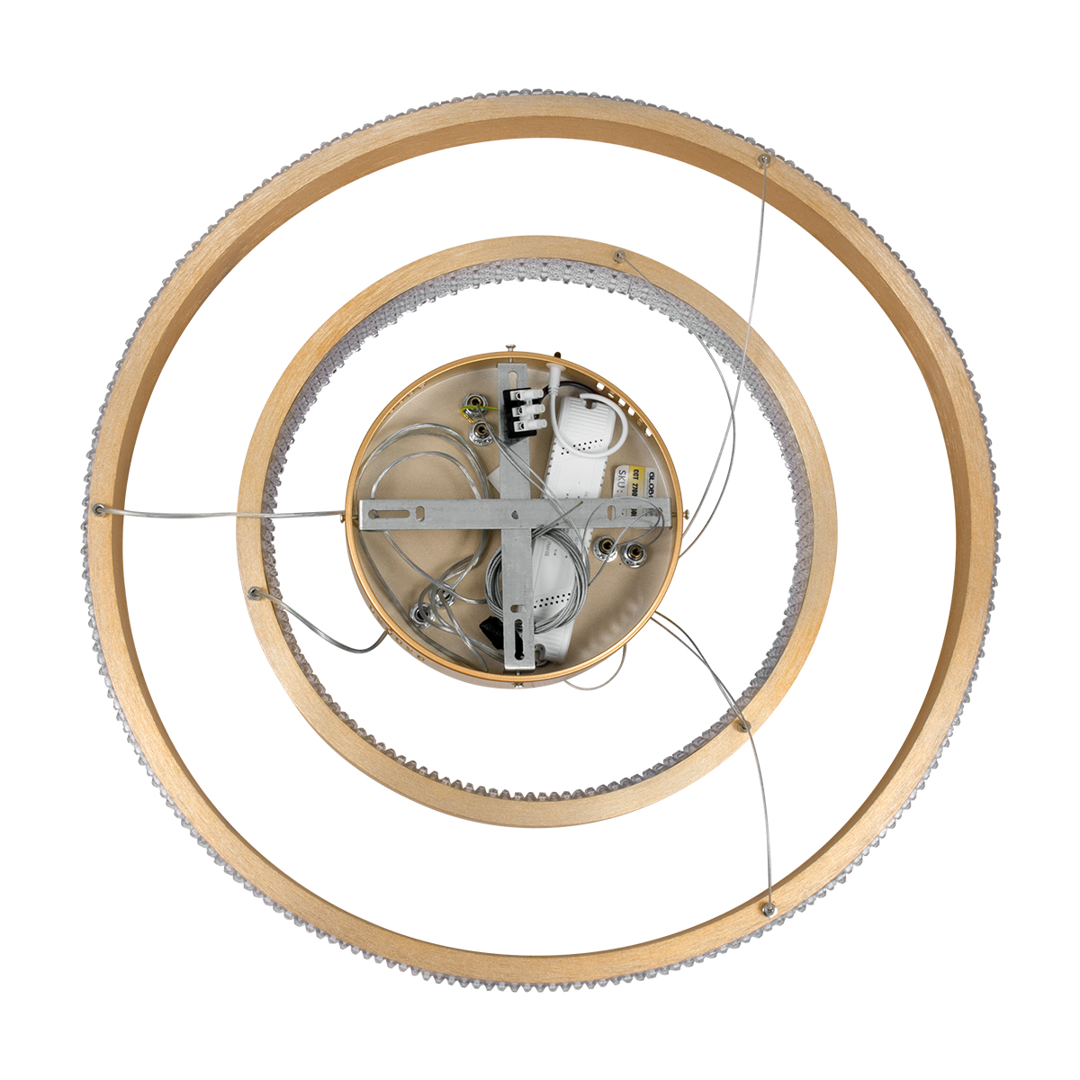 GloboStar® DIAMOND DUO 61151-DECO Κρεμαστό Φωτιστικό Δαχτυλίδι-Κύκλος LED CCT 75W 8743lm 360° AC 220-240V - Εναλλαγή Φωτισμού μέσω Τηλεχειριστηρίου All In One Ψυχρό 6000k+Φυσικό 4500k+Θερμό 2700k Dimmable Φ40+60cm - Χρυσό Βούρτσας - 3 Years Warranty