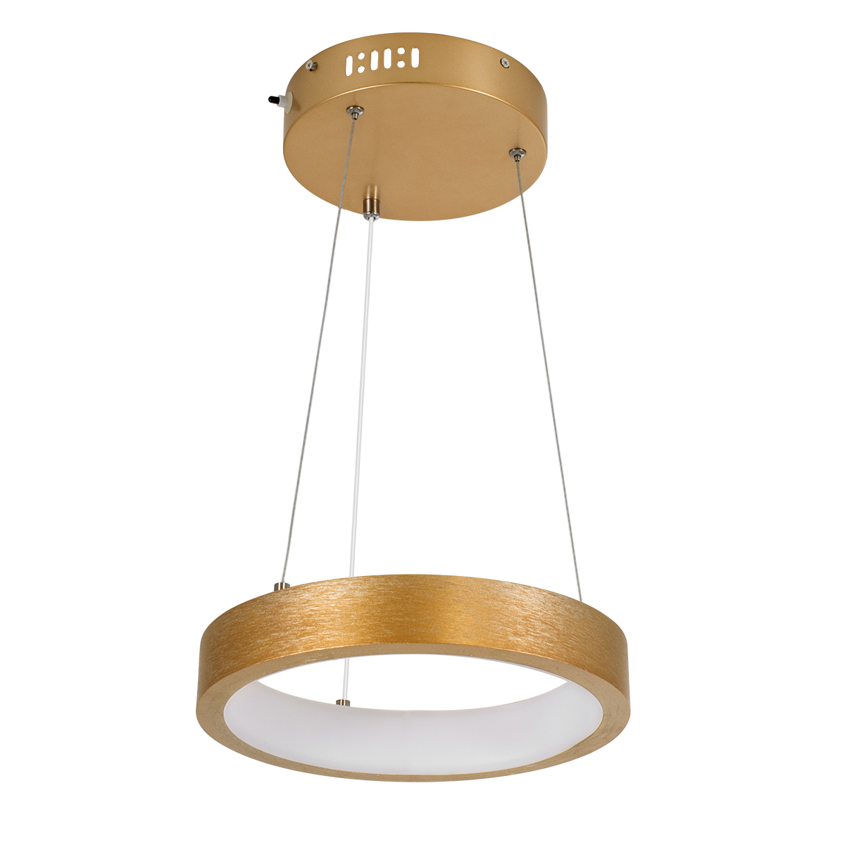 GloboStar® NEMESIS 61154 Κρεμαστό Φωτιστικό Δαχτυλίδι-Κύκλος LED CCT 20W 2356lm 360° AC 220-240V - Εναλλαγή Φωτισμού μέσω Τηλεχειριστηρίου All In One Ψυχρό 6000k+Φυσικό 4500k+Θερμό 2700k Dimmable Φ25cm - Χρυσό Βούρτσας - 3 Years Warranty