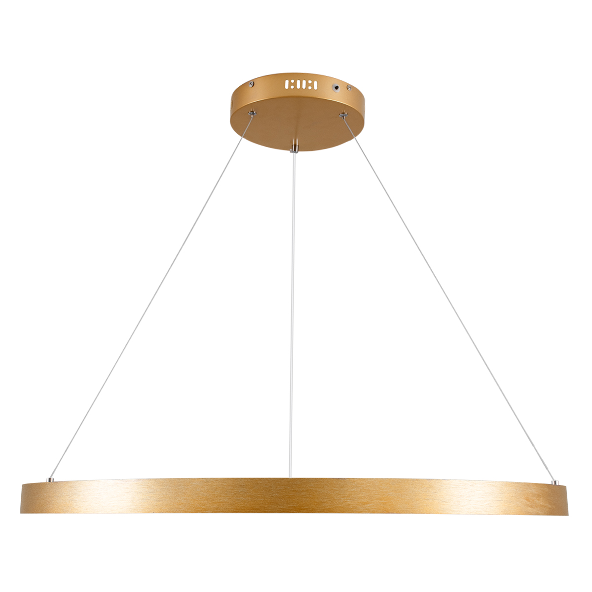 GloboStar® NEMESIS 61163 Κρεμαστό Φωτιστικό Δαχτυλίδι-Κύκλος LED CCT 67W 7689lm 360° AC 220-240V - Εναλλαγή Φωτισμού μέσω Τηλεχειριστηρίου All In One Ψυχρό 6000k+Φυσικό 4500k+Θερμό 2700k Dimmable Φ80cm - Χρυσό Βούρτσας - 3 Years Warranty