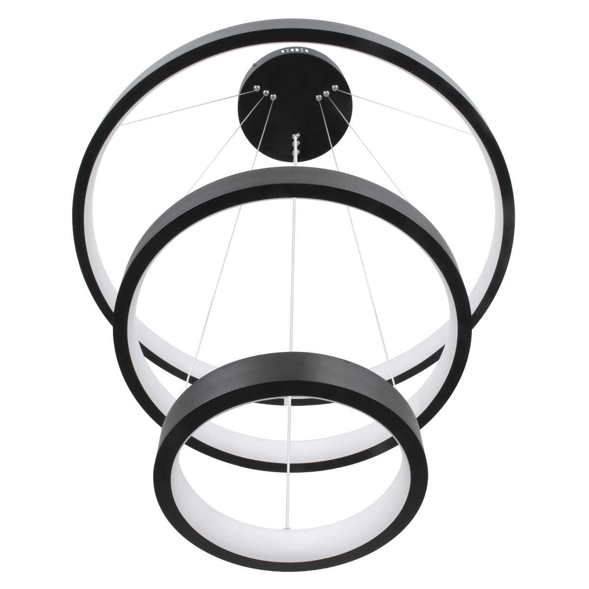 GloboStar® NEMESIS TRIO 61167 Κρεμαστό Φωτιστικό Δαχτυλίδι-Κύκλος LED CCT 100W 12123lm 360° AC 220-240V - Εναλλαγή Φωτισμού μέσω Τηλεχειριστηρίου All In One Ψυχρό 6000k+Φυσικό 4500k+Θερμό 2700k Dimmable Φ25+40+60cm - Μαύρο - 3 Years Warranty