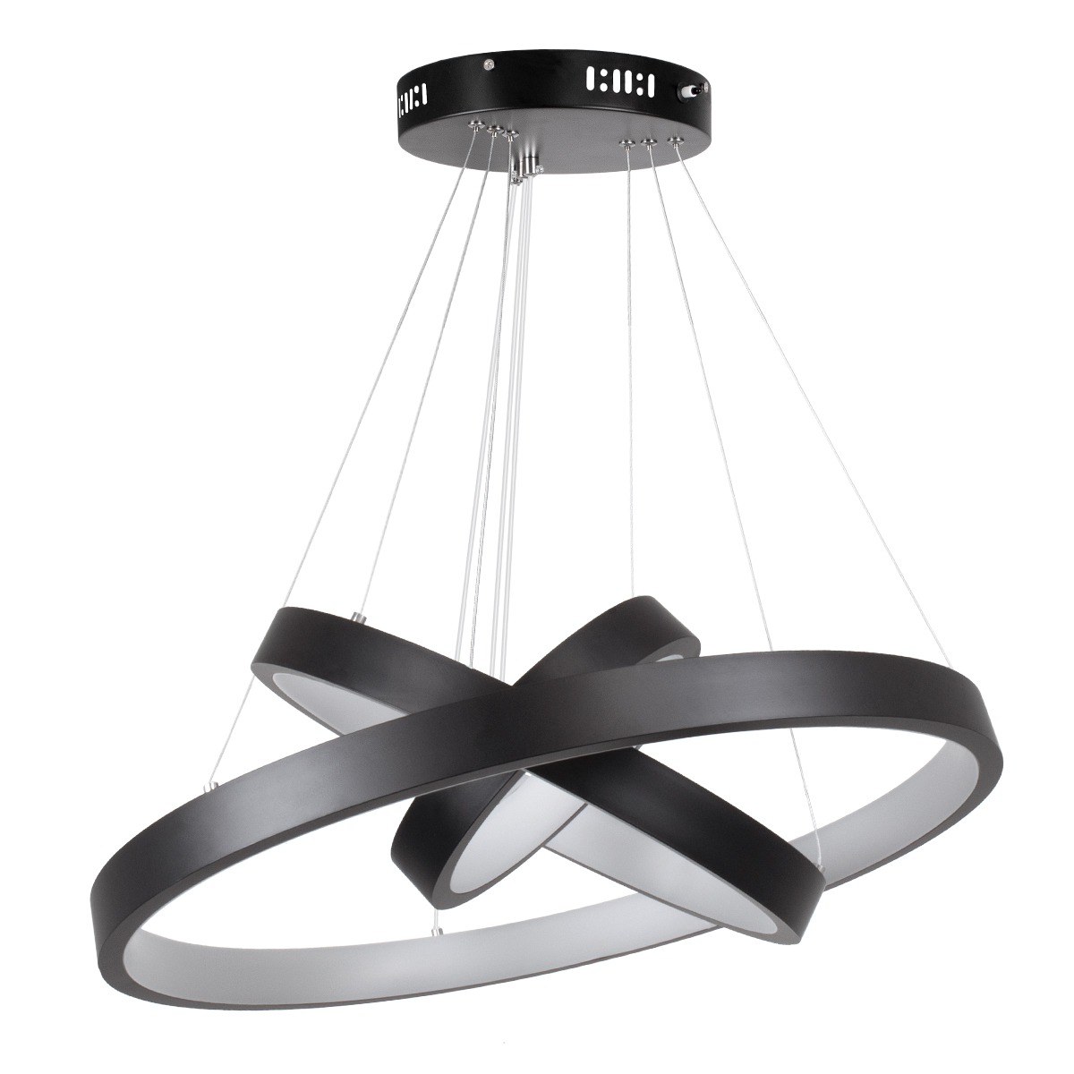 GloboStar® NEMESIS TRIO 61167 Κρεμαστό Φωτιστικό Δαχτυλίδι-Κύκλος LED CCT 100W 12123lm 360° AC 220-240V - Εναλλαγή Φωτισμού μέσω Τηλεχειριστηρίου All In One Ψυχρό 6000k+Φυσικό 4500k+Θερμό 2700k Dimmable Φ25+40+60cm - Μαύρο - 3 Years Warranty