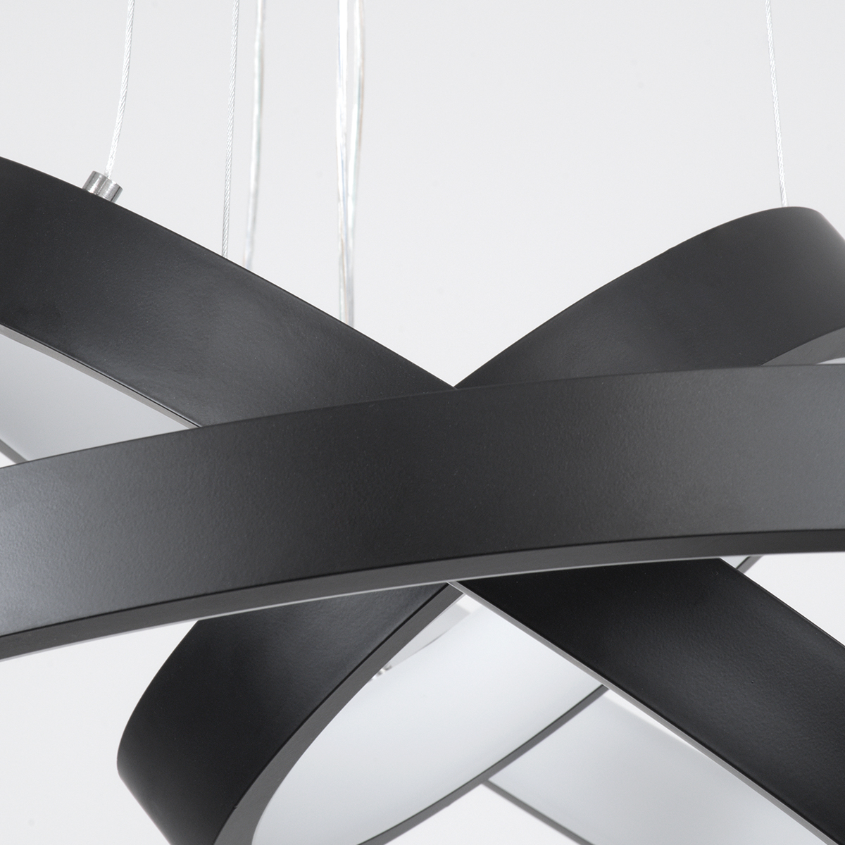 GloboStar® NEMESIS TRIO 61167 Κρεμαστό Φωτιστικό Δαχτυλίδι-Κύκλος LED CCT 100W 12123lm 360° AC 220-240V - Εναλλαγή Φωτισμού μέσω Τηλεχειριστηρίου All In One Ψυχρό 6000k+Φυσικό 4500k+Θερμό 2700k Dimmable Φ25+40+60cm - Μαύρο - 3 Years Warranty