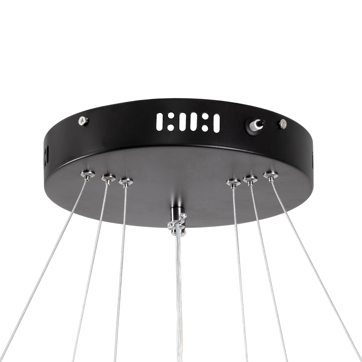 GloboStar® NEMESIS TRIO 61167 Κρεμαστό Φωτιστικό Δαχτυλίδι-Κύκλος LED CCT 100W 12123lm 360° AC 220-240V - Εναλλαγή Φωτισμού μέσω Τηλεχειριστηρίου All In One Ψυχρό 6000k+Φυσικό 4500k+Θερμό 2700k Dimmable Φ25+40+60cm - Μαύρο - 3 Years Warranty