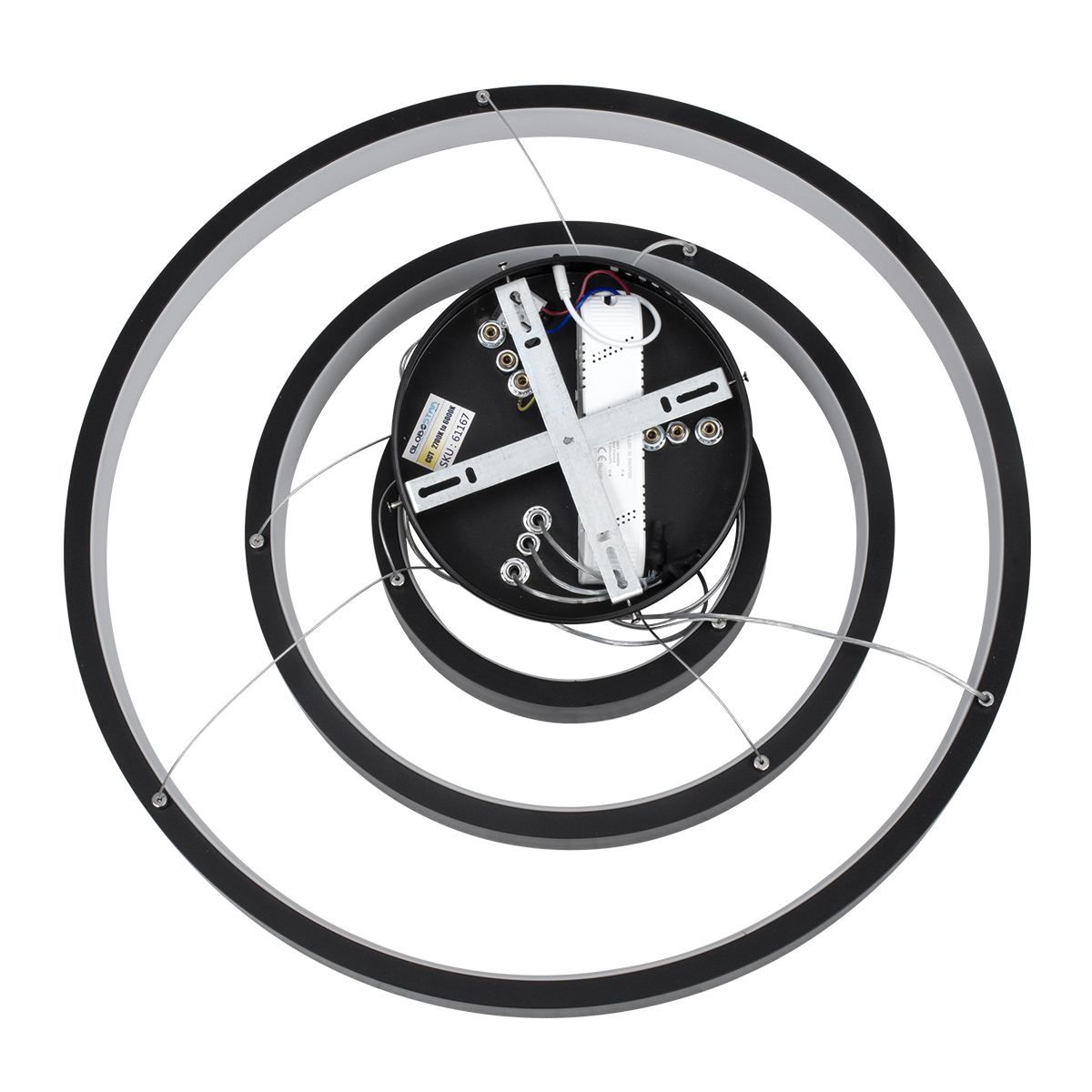 GloboStar® NEMESIS TRIO 61167 Κρεμαστό Φωτιστικό Δαχτυλίδι-Κύκλος LED CCT 100W 12123lm 360° AC 220-240V - Εναλλαγή Φωτισμού μέσω Τηλεχειριστηρίου All In One Ψυχρό 6000k+Φυσικό 4500k+Θερμό 2700k Dimmable Φ25+40+60cm - Μαύρο - 3 Years Warranty