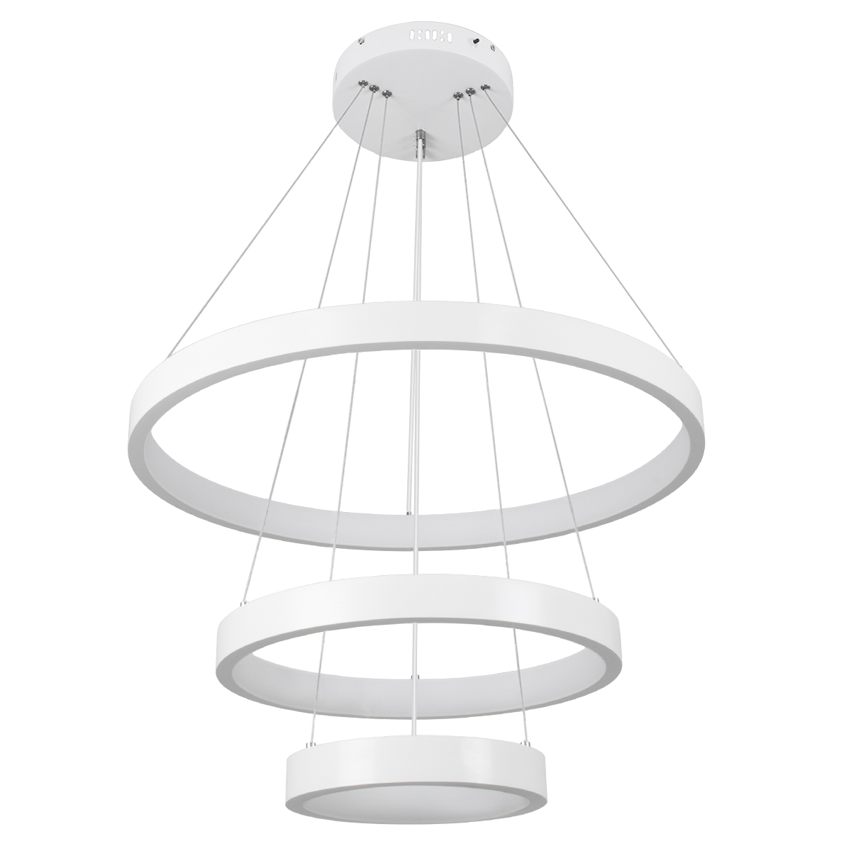 GloboStar® NEMESIS TRIO 61168-DECO Κρεμαστό Φωτιστικό Δαχτυλίδι-Κύκλος LED CCT 100W 12123lm 360° AC 220-240V - Εναλλαγή Φωτισμού μέσω Τηλεχειριστηρίου All In One Ψυχρό 6000k+Φυσικό 4500k+Θερμό 2700k Dimmable Φ25+40+60cm - Λευκό - 3 Years Warranty