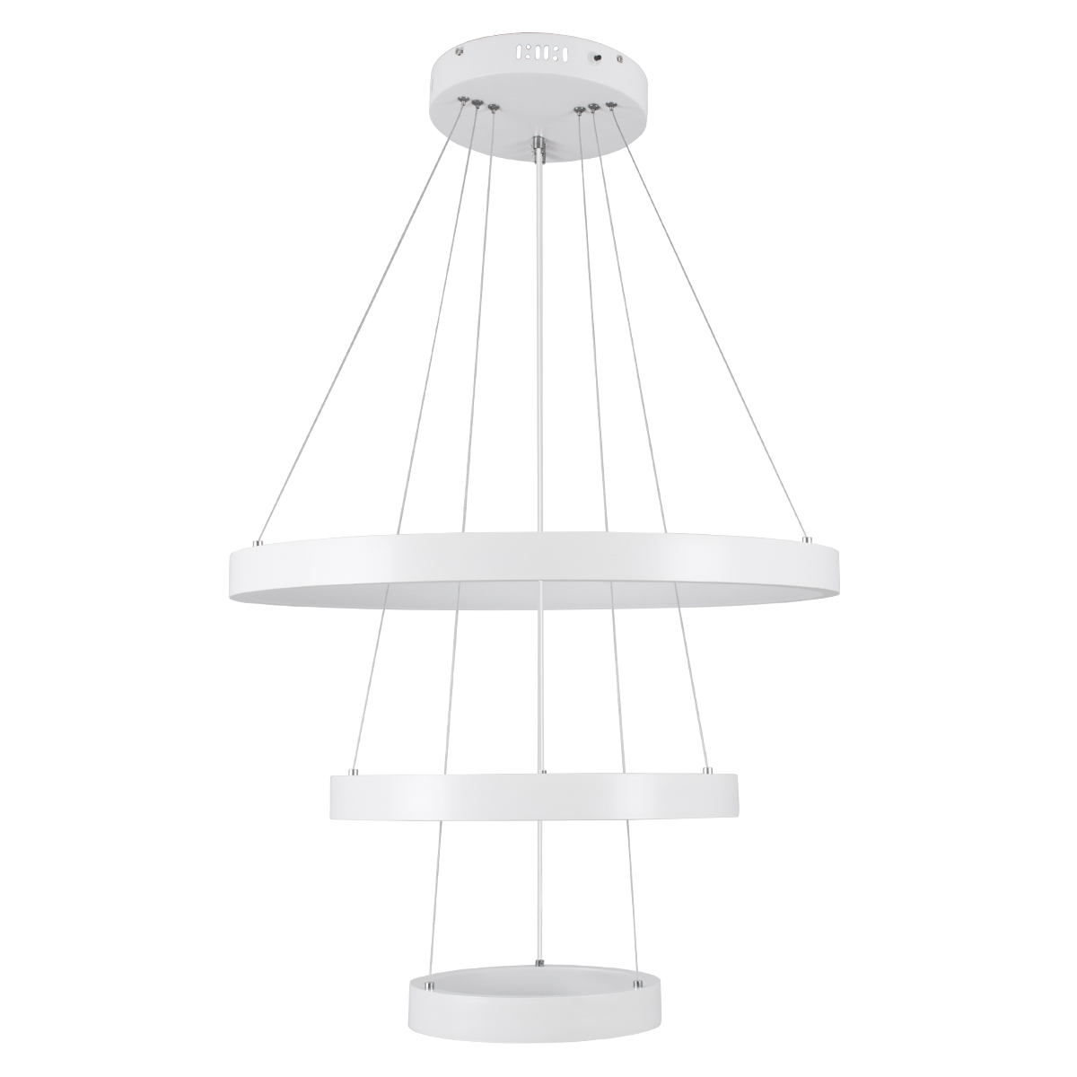 GloboStar® NEMESIS TRIO 61168-DECO Κρεμαστό Φωτιστικό Δαχτυλίδι-Κύκλος LED CCT 100W 12123lm 360° AC 220-240V - Εναλλαγή Φωτισμού μέσω Τηλεχειριστηρίου All In One Ψυχρό 6000k+Φυσικό 4500k+Θερμό 2700k Dimmable Φ25+40+60cm - Λευκό - 3 Years Warranty