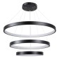 GloboStar® NEMESIS TRIO 61170 Κρεμαστό Φωτιστικό Δαχτυλίδι-Κύκλος LED CCT 120W 14723lm 360° AC 220-240V - Εναλλαγή Φωτισμού μέσω Τηλεχειριστηρίου All In One Ψυχρό 6000k+Φυσικό 4500k+Θερμό 2700k Dimmable Φ40+60+80cm - Μαύρο - 3 Years Warranty