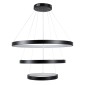 GloboStar® NEMESIS TRIO 61170 Κρεμαστό Φωτιστικό Δαχτυλίδι-Κύκλος LED CCT 120W 14723lm 360° AC 220-240V - Εναλλαγή Φωτισμού μέσω Τηλεχειριστηρίου All In One Ψυχρό 6000k+Φυσικό 4500k+Θερμό 2700k Dimmable Φ40+60+80cm - Μαύρο - 3 Years Warranty