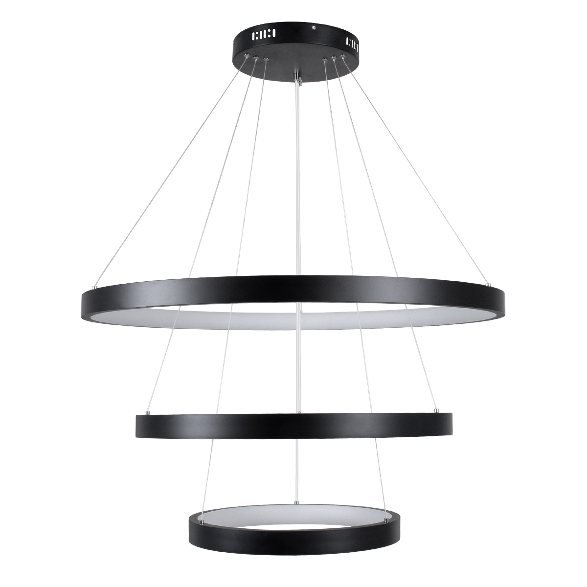 GloboStar® NEMESIS TRIO 61170-DECO Κρεμαστό Φωτιστικό Δαχτυλίδι-Κύκλος LED CCT 120W 14723lm 360° AC 220-240V - Εναλλαγή Φωτισμού μέσω Τηλεχειριστηρίου All In One Ψυχρό 6000k+Φυσικό 4500k+Θερμό 2700k Dimmable Φ40+60+80cm - Μαύρο - 3 Years Warranty