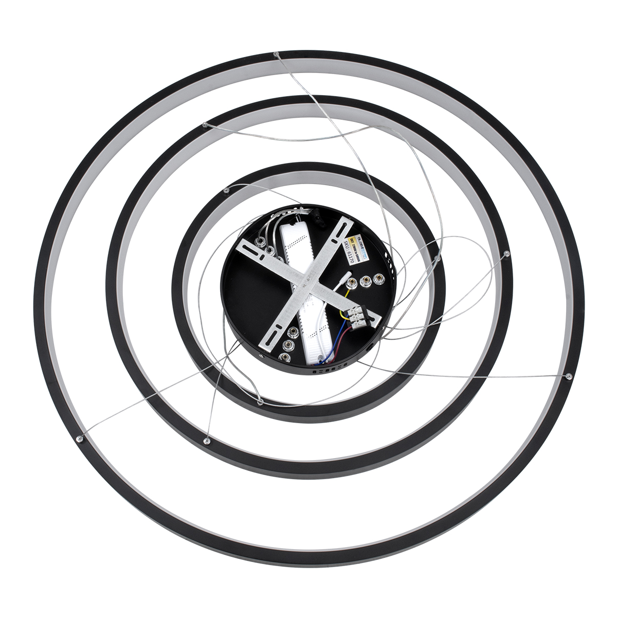 GloboStar® NEMESIS TRIO 61170-DECO Κρεμαστό Φωτιστικό Δαχτυλίδι-Κύκλος LED CCT 120W 14723lm 360° AC 220-240V - Εναλλαγή Φωτισμού μέσω Τηλεχειριστηρίου All In One Ψυχρό 6000k+Φυσικό 4500k+Θερμό 2700k Dimmable Φ40+60+80cm - Μαύρο - 3 Years Warranty