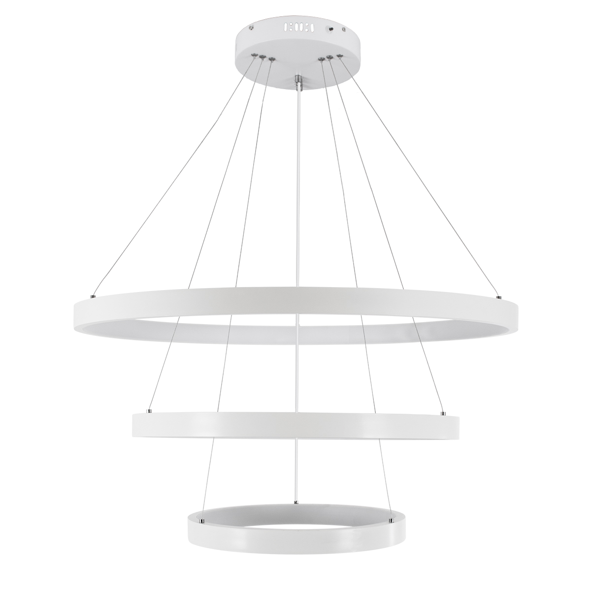 GloboStar® NEMESIS TRIO 61171-DECO Κρεμαστό Φωτιστικό Δαχτυλίδι-Κύκλος LED CCT 120W 14723lm 360° AC 220-240V - Εναλλαγή Φωτισμού μέσω Τηλεχειριστηρίου All In One Ψυχρό 6000k+Φυσικό 4500k+Θερμό 2700k Dimmable Φ40+60+80cm - Λευκό - 3 Years Warranty