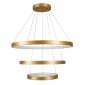 GloboStar® NEMESIS TRIO 61172-DECO Κρεμαστό Φωτιστικό Δαχτυλίδι-Κύκλος LED CCT 120W 14723lm 360° AC 220-240V - Εναλλαγή Φωτισμού μέσω Τηλεχειριστηρίου All In One Ψυχρό 6000k+Φυσικό 4500k+Θερμό 2700k Dimmable Φ40+60+80cm - Χρυσό Βούρτσας - 3 Years Warranty
