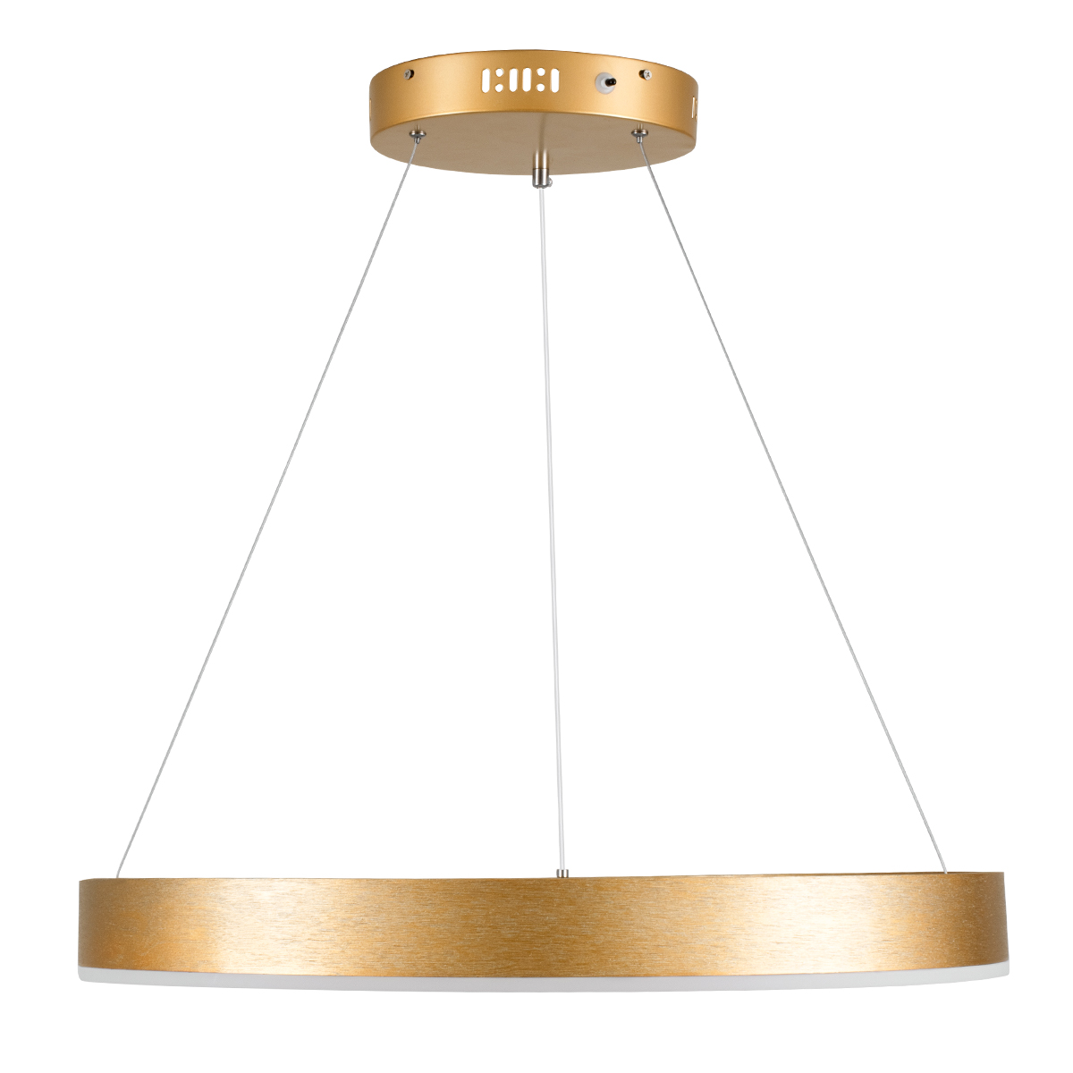 GloboStar® VENOM 61178 Κρεμαστό Φωτιστικό Δαχτυλίδι-Κύκλος LED CCT 45W 5269lm 120° AC 220-240V - Εναλλαγή Φωτισμού μέσω Τηλεχειριστηρίου All In One Ψυχρό 6000K+Φυσικό 4500K+Θερμό 2700K Dimmable Φ60cm - Χρυσό Βούρτσας - 3 Years Warranty