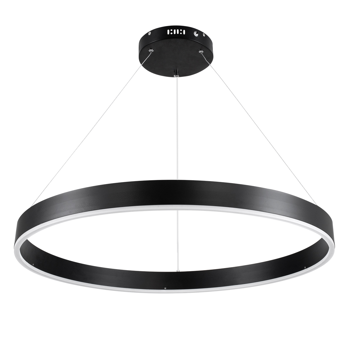 GloboStar® VENOM 61179 Κρεμαστό Φωτιστικό Δαχτυλίδι-Κύκλος LED CCT 67W 7863lm 120° AC 220-240V - Εναλλαγή Φωτισμού μέσω Τηλεχειριστηρίου All In One Ψυχρό 6000K+Φυσικό 4500K+Θερμό 2700K Dimmable Φ80cm - Μαύρο - 3 Years Warranty