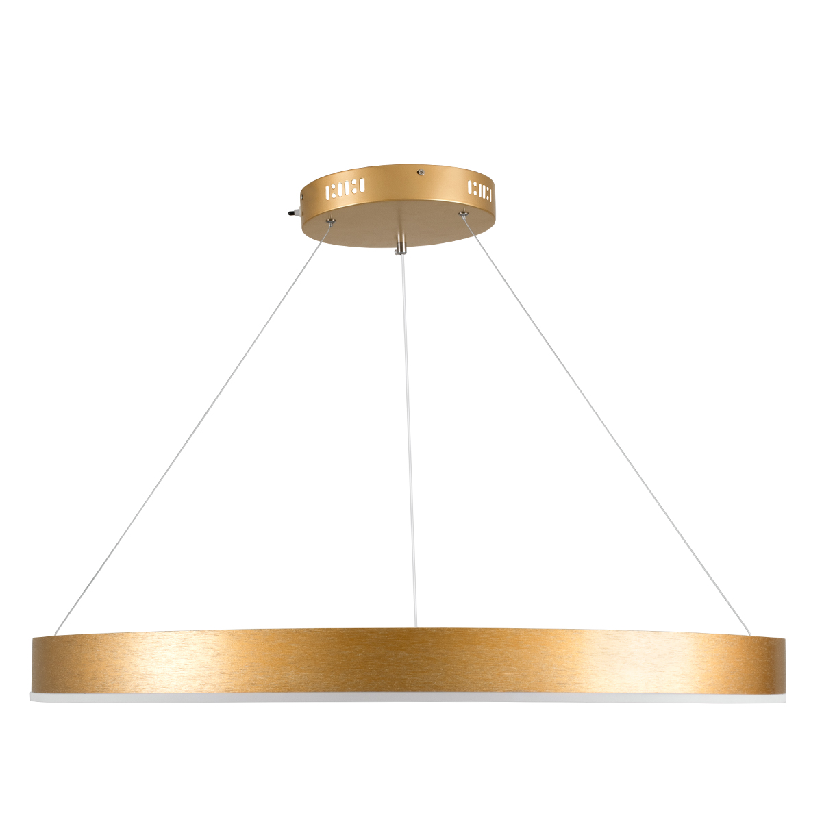 GloboStar® VENOM 61181 Κρεμαστό Φωτιστικό Δαχτυλίδι-Κύκλος LED CCT 67W 7863lm 120° AC 220-240V - Εναλλαγή Φωτισμού μέσω Τηλεχειριστηρίου All In One Ψυχρό 6000K+Φυσικό 4500K+Θερμό 2700K Dimmable Φ80cm - Χρυσό Βούρτσας - 3 Years Warranty