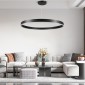 GloboStar® VENOM 61182 Κρεμαστό Φωτιστικό Δαχτυλίδι-Κύκλος LED CCT 75W 8818lm 120° AC 220-240V - Εναλλαγή Φωτισμού μέσω Τηλεχειριστηρίου All In One Ψυχρό 6000K+Φυσικό 4500K+Θερμό 2700K Dimmable Φ100cm - Μαύρο - 3 Years Warranty