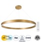 GloboStar® VENOM 61184 Κρεμαστό Φωτιστικό Δαχτυλίδι-Κύκλος LED CCT 75W 8818lm 120° AC 220-240V - Εναλλαγή Φωτισμού μέσω Τηλεχειριστηρίου All In One Ψυχρό 6000K+Φυσικό 4500K+Θερμό 2700K Dimmable Φ100cm - Χρυσό Βούρτσας - 3 Years Warranty