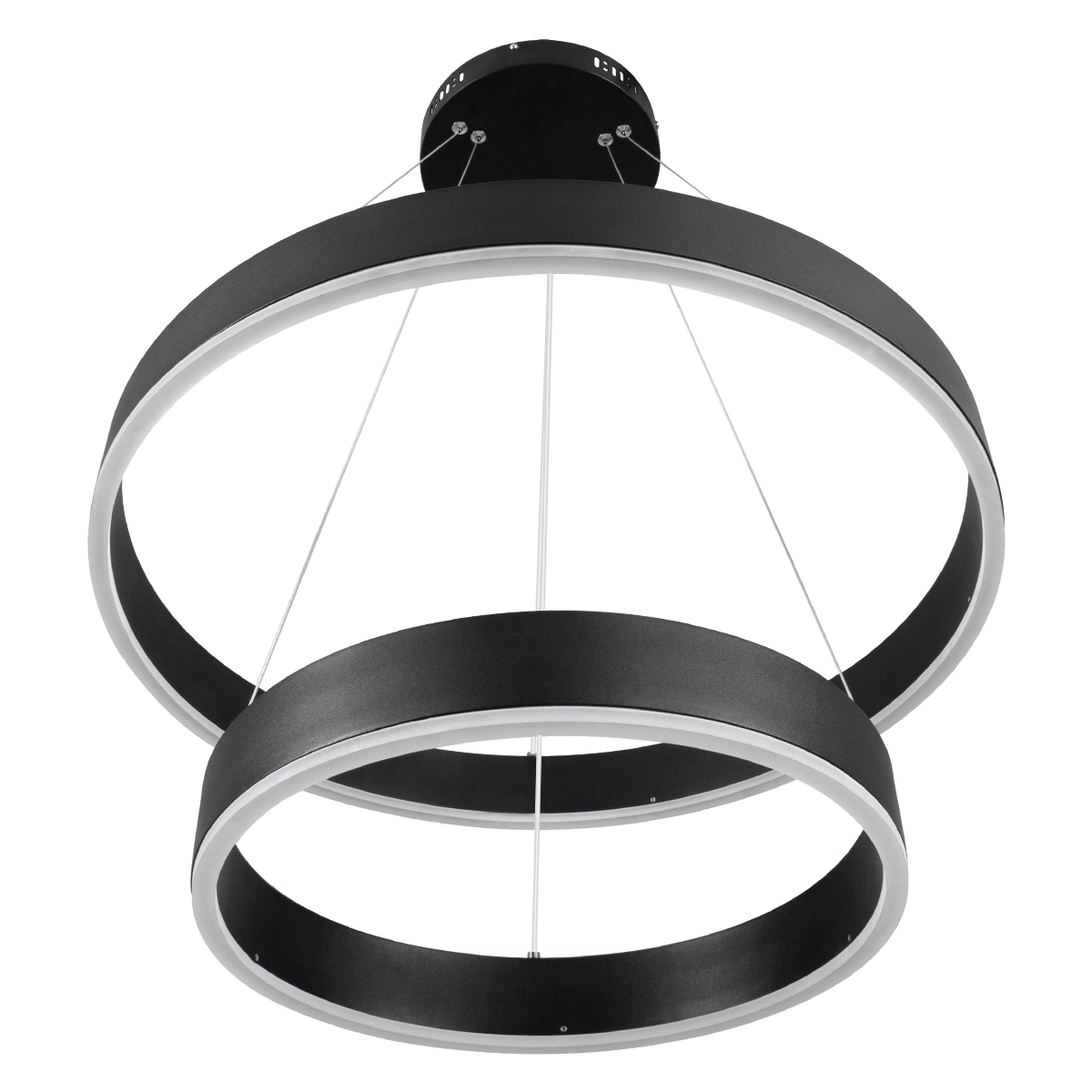 GloboStar® VENOM DUO 61185 Κρεμαστό Φωτιστικό Δαχτυλίδι-Κύκλος LED CCT 75W 8818lm 120° AC 220-240V - Εναλλαγή Φωτισμού μέσω Τηλεχειριστηρίου All In One Ψυχρό 6000K+Φυσικό 4500K+Θερμό 2700K Dimmable Φ40+60cm - Μαύρο - 3 Years Warranty