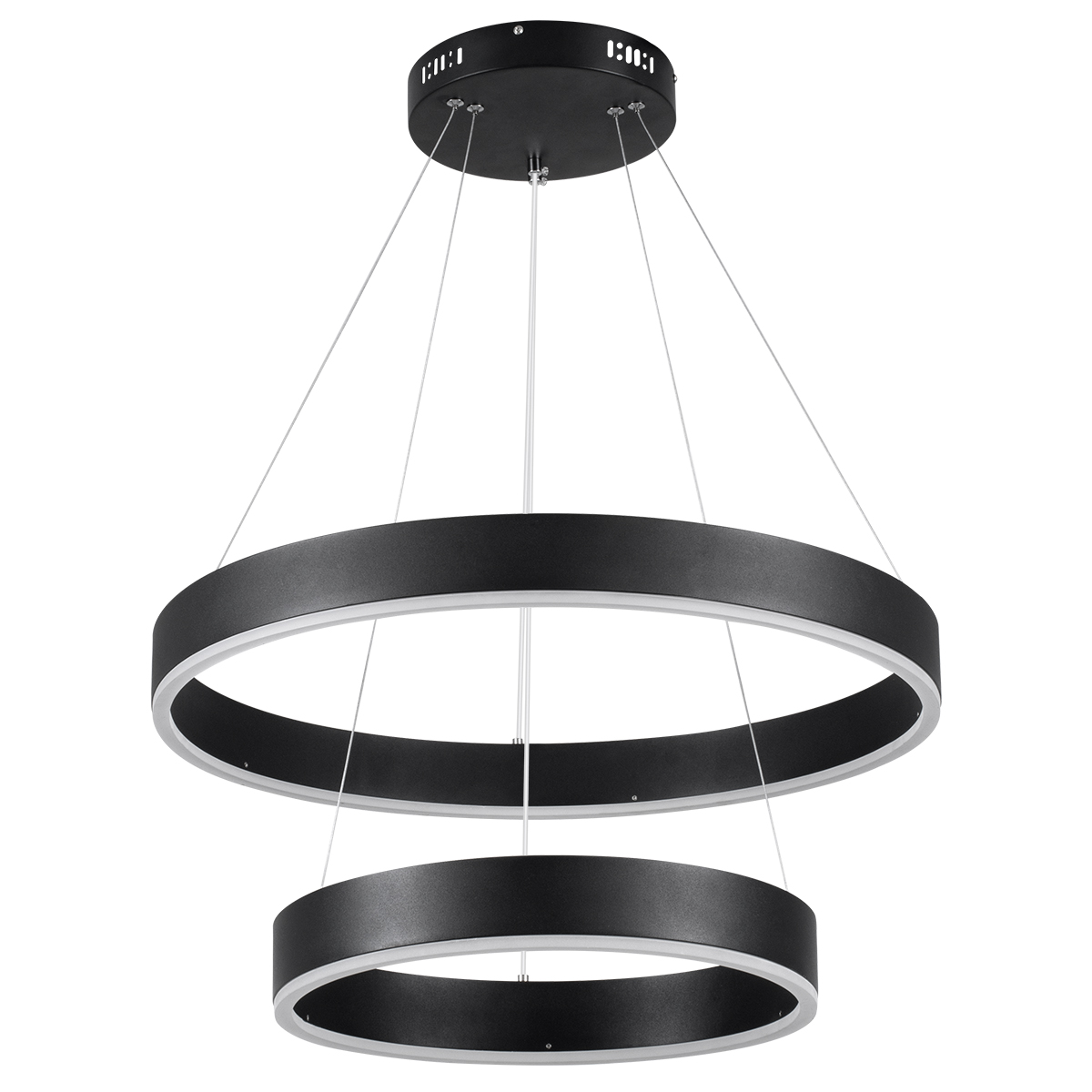 GloboStar® VENOM DUO 61185-DECO Κρεμαστό Φωτιστικό Δαχτυλίδι-Κύκλος LED CCT 75W 8818lm 120° AC 220-240V - Εναλλαγή Φωτισμού μέσω Τηλεχειριστηρίου All In One Ψυχρό 6000K+Φυσικό 4500K+Θερμό 2700K Dimmable Φ40+60cm - Μαύρο - 3 Years Warranty