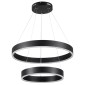 GloboStar® VENOM DUO 61185-DECO Κρεμαστό Φωτιστικό Δαχτυλίδι-Κύκλος LED CCT 75W 8818lm 120° AC 220-240V - Εναλλαγή Φωτισμού μέσω Τηλεχειριστηρίου All In One Ψυχρό 6000K+Φυσικό 4500K+Θερμό 2700K Dimmable Φ40+60cm - Μαύρο - 3 Years Warranty