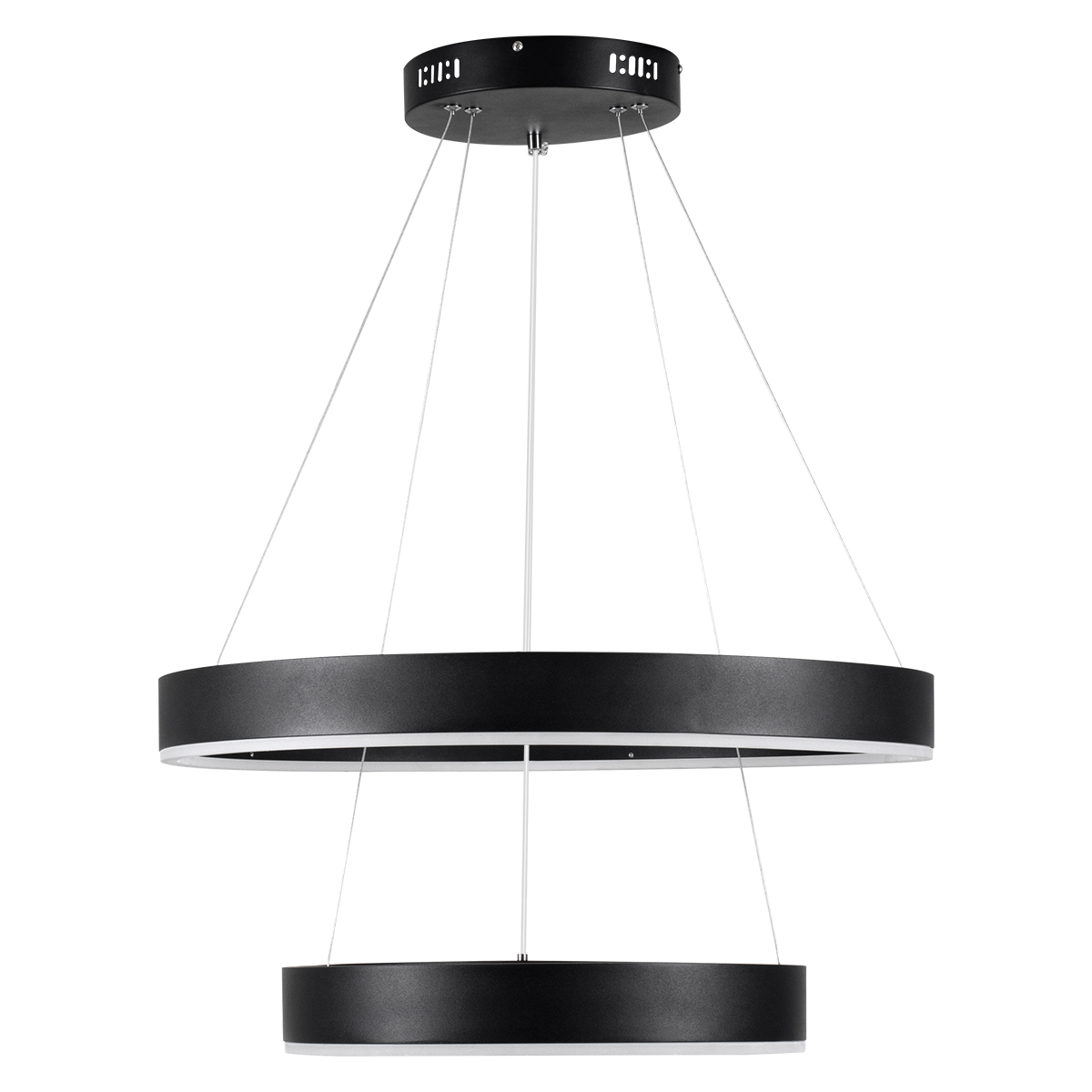 GloboStar® VENOM DUO 61185-DECO Κρεμαστό Φωτιστικό Δαχτυλίδι-Κύκλος LED CCT 75W 8818lm 120° AC 220-240V - Εναλλαγή Φωτισμού μέσω Τηλεχειριστηρίου All In One Ψυχρό 6000K+Φυσικό 4500K+Θερμό 2700K Dimmable Φ40+60cm - Μαύρο - 3 Years Warranty