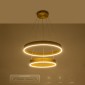 GloboStar® VENOM DUO 61187-DECO Κρεμαστό Φωτιστικό Δαχτυλίδι-Κύκλος LED CCT 75W 8818lm 120° AC 220-240V - Εναλλαγή Φωτισμού μέσω Τηλεχειριστηρίου All In One Ψυχρό 6000K+Φυσικό 4500K+Θερμό 2700K Dimmable Φ60+80cm - Χρυσό Βούρτσας - 3 Years Warranty