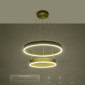 GloboStar® VENOM DUO 61187-DECO Κρεμαστό Φωτιστικό Δαχτυλίδι-Κύκλος LED CCT 75W 8818lm 120° AC 220-240V - Εναλλαγή Φωτισμού μέσω Τηλεχειριστηρίου All In One Ψυχρό 6000K+Φυσικό 4500K+Θερμό 2700K Dimmable Φ60+80cm - Χρυσό Βούρτσας - 3 Years Warranty