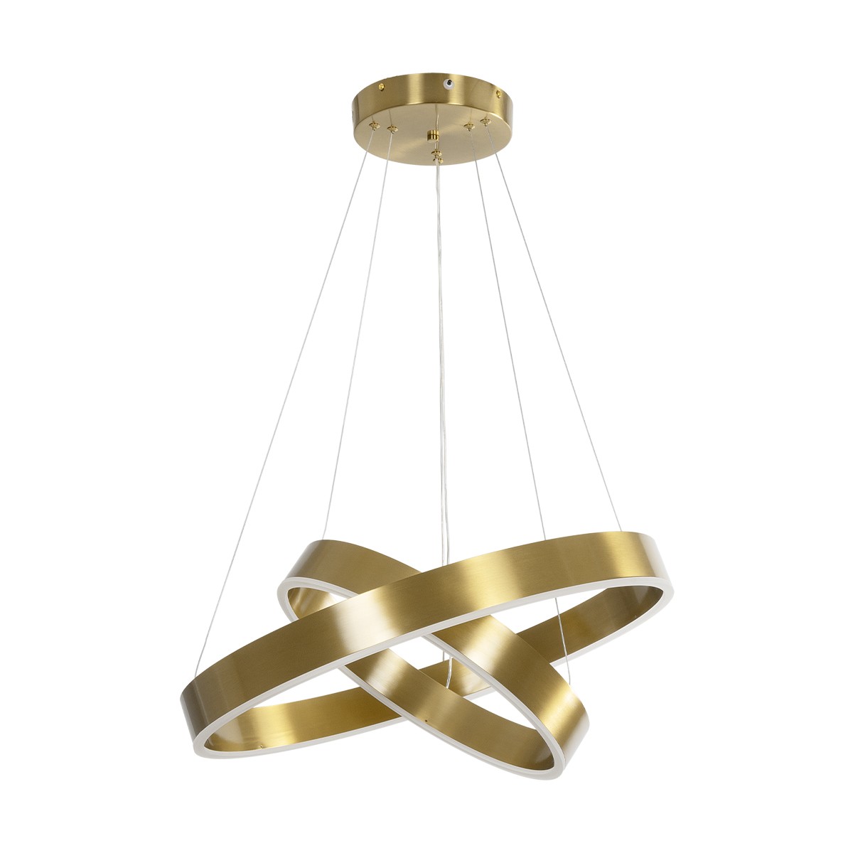 GloboStar® VENOM DUO 61187-DECO Κρεμαστό Φωτιστικό Δαχτυλίδι-Κύκλος LED CCT 75W 8818lm 120° AC 220-240V - Εναλλαγή Φωτισμού μέσω Τηλεχειριστηρίου All In One Ψυχρό 6000K+Φυσικό 4500K+Θερμό 2700K Dimmable Φ60+80cm - Χρυσό Βούρτσας - 3 Years Warranty