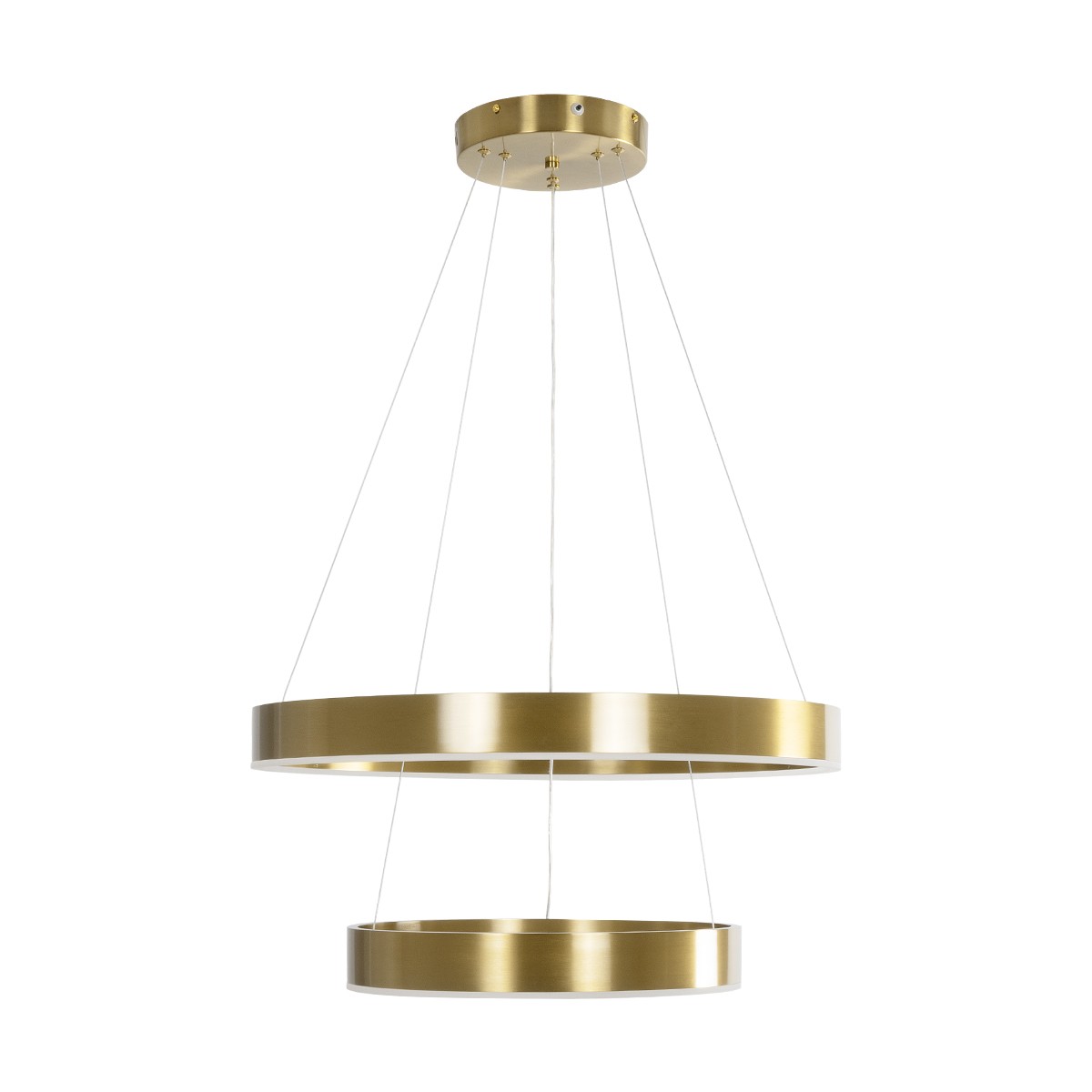 GloboStar® VENOM DUO 61187-DECO Κρεμαστό Φωτιστικό Δαχτυλίδι-Κύκλος LED CCT 75W 8818lm 120° AC 220-240V - Εναλλαγή Φωτισμού μέσω Τηλεχειριστηρίου All In One Ψυχρό 6000K+Φυσικό 4500K+Θερμό 2700K Dimmable Φ60+80cm - Χρυσό Βούρτσας - 3 Years Warranty