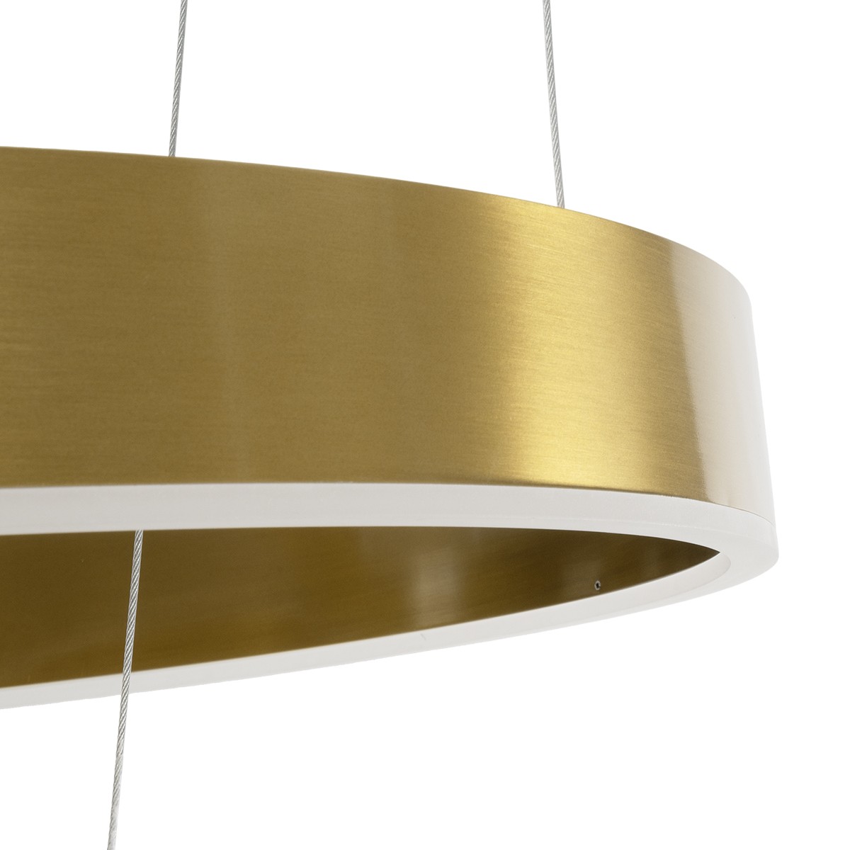 GloboStar® VENOM DUO 61187-DECO Κρεμαστό Φωτιστικό Δαχτυλίδι-Κύκλος LED CCT 75W 8818lm 120° AC 220-240V - Εναλλαγή Φωτισμού μέσω Τηλεχειριστηρίου All In One Ψυχρό 6000K+Φυσικό 4500K+Θερμό 2700K Dimmable Φ60+80cm - Χρυσό Βούρτσας - 3 Years Warranty