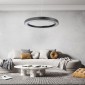 GloboStar® RA 61198 Κρεμαστό Φωτιστικό Δαχτυλίδι-Κύκλος LED CCT 100W 11020lm 120° AC 220-240V - Εναλλαγή Φωτισμού μέσω Τηλεχειριστηρίου All In One Ψυχρό 6000k+Φυσικό 4500k+Θερμό 2700k Dimmable Φ120cm - Μαύρο - 3 Years Warranty