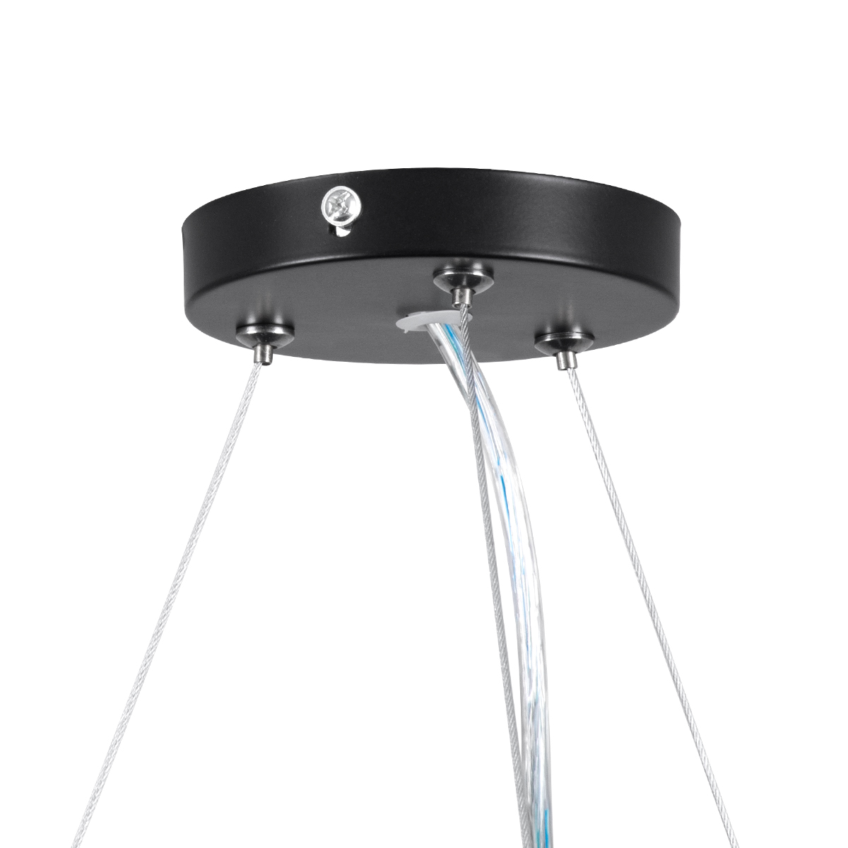 GloboStar® BURTON 61202-P Κρεμαστή Πλαφονιέρα Οροφής LED CCT 75W 8625lm 120° AC 220-240V - Εναλλαγή Φωτισμού μέσω Τηλεχειριστηρίου All In One Ψυχρό 6000k+Φυσικό 4500k+Θερμό 2700k Dimmable Φ60cm - Μαύρο - 3 Years Warranty