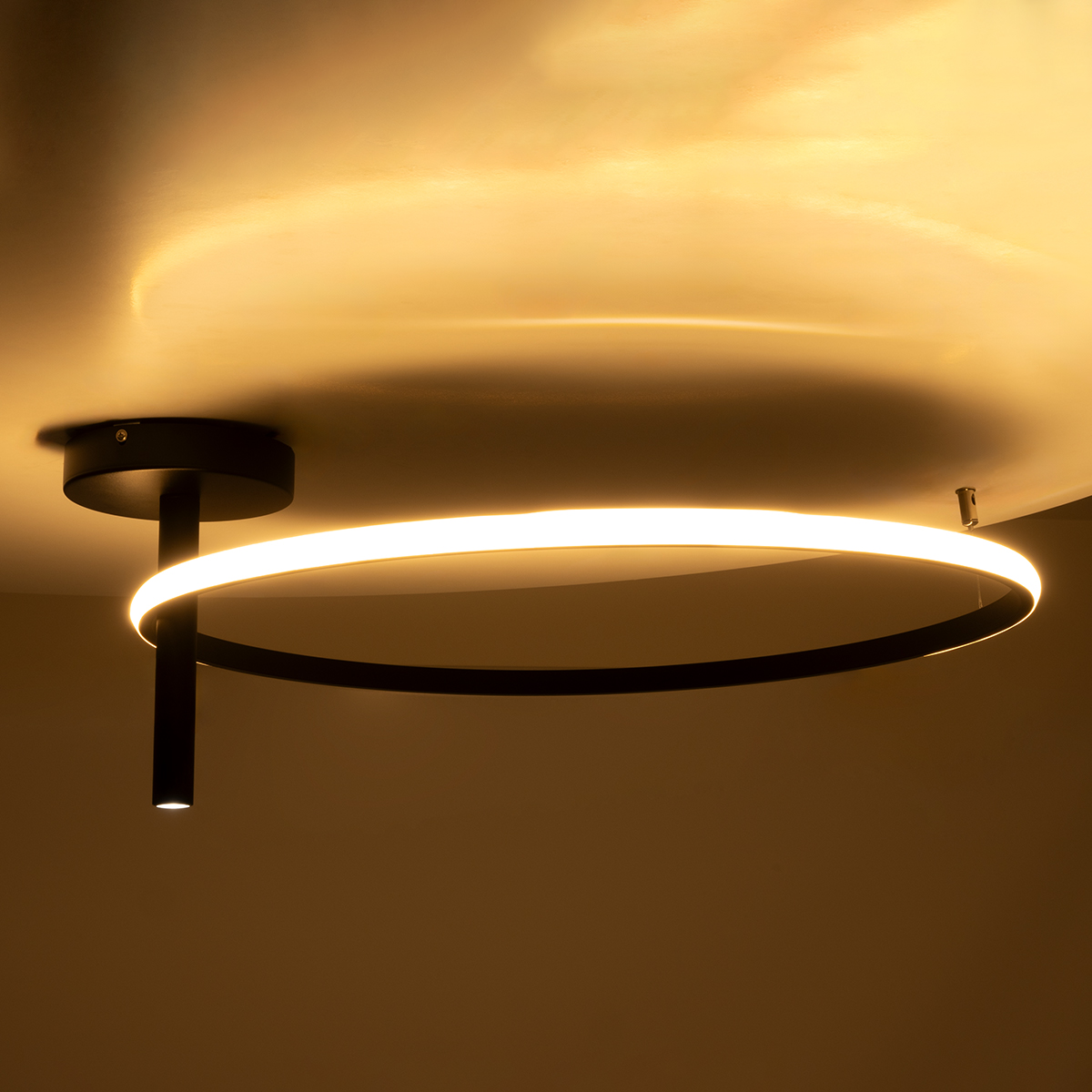 GloboStar® VERONA 61223 Φωτιστικό Οροφής Δαχτυλίδι-Κύκλος LED CCT 36W 4032lm 360° AC 220-240V - Εναλλαγή Φωτισμού μέσω Διακόπτη On/Off All In One Ψυχρό 6000k+Φυσικό 4500k+Θερμό 2700K Φ60 x Υ23cm - Μαύρο - 3 Χρόνια Εγγύηση