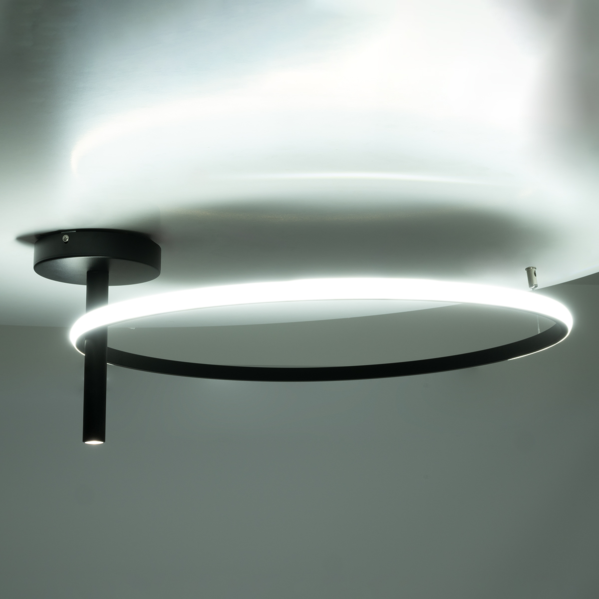 GloboStar® VERONA 61223 Φωτιστικό Οροφής Δαχτυλίδι-Κύκλος LED CCT 36W 4032lm 360° AC 220-240V - Εναλλαγή Φωτισμού μέσω Διακόπτη On/Off All In One Ψυχρό 6000k+Φυσικό 4500k+Θερμό 2700K Φ60 x Υ23cm - Μαύρο - 3 Χρόνια Εγγύηση
