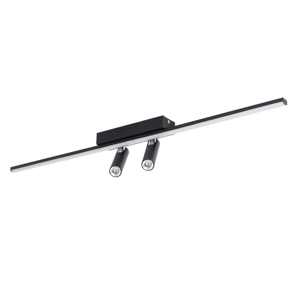 GLOBOSTAR® BARETTI 61226 Φωτιστικό Οροφής Linear Design LED CCT με Κινούμενα Σποτ LED Downlight 24W 2688lm 160° & 45° AC 220-240V IP20  - Εναλλαγή Φωτισμού μέσω Διακόπτη On/Off All In One Ψυχρό 6000k+Φυσικό 4500k+Θερμό 2700k - Μ80 x Π5.5 x Υ5 cm - Μαύ