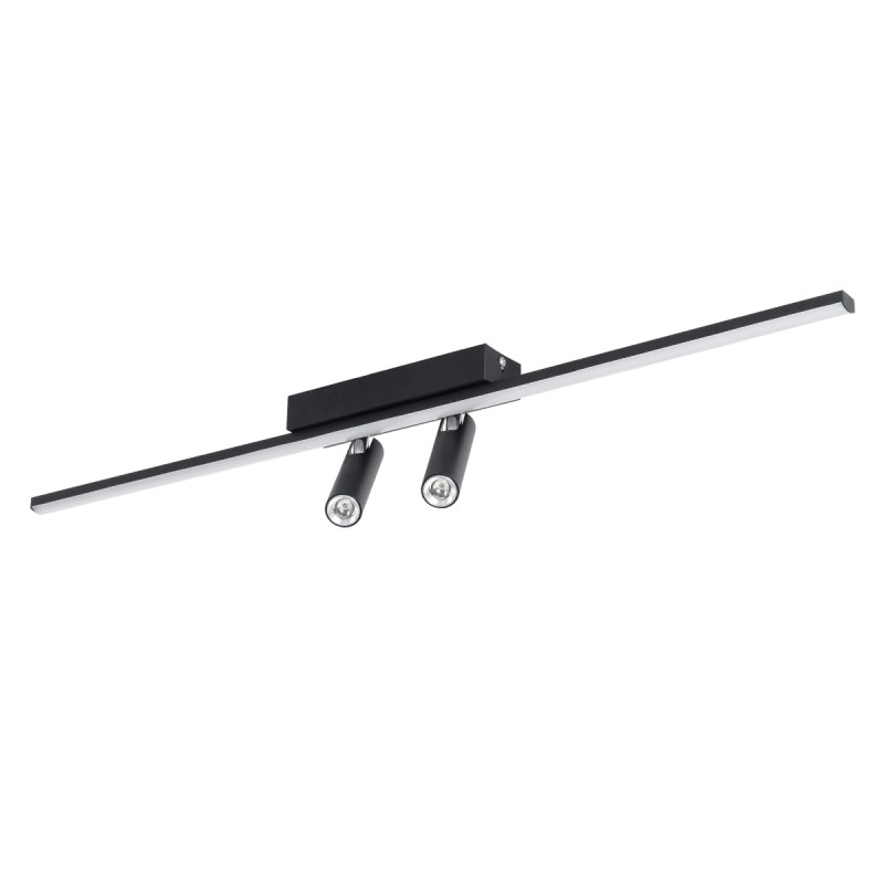 GLOBOSTAR® BARETTI 61226 Φωτιστικό Οροφής Linear Design LED CCT με Κινούμενα Σποτ LED Downlight 24W 2688lm 160° & 45° AC 220-240V IP20  - Εναλλαγή Φωτισμού μέσω Διακόπτη On/Off All In One Ψυχρό 6000k+Φυσικό 4500k+Θερμό 2700k - Μ80 x Π5.5 x Υ5 cm - Μαύ