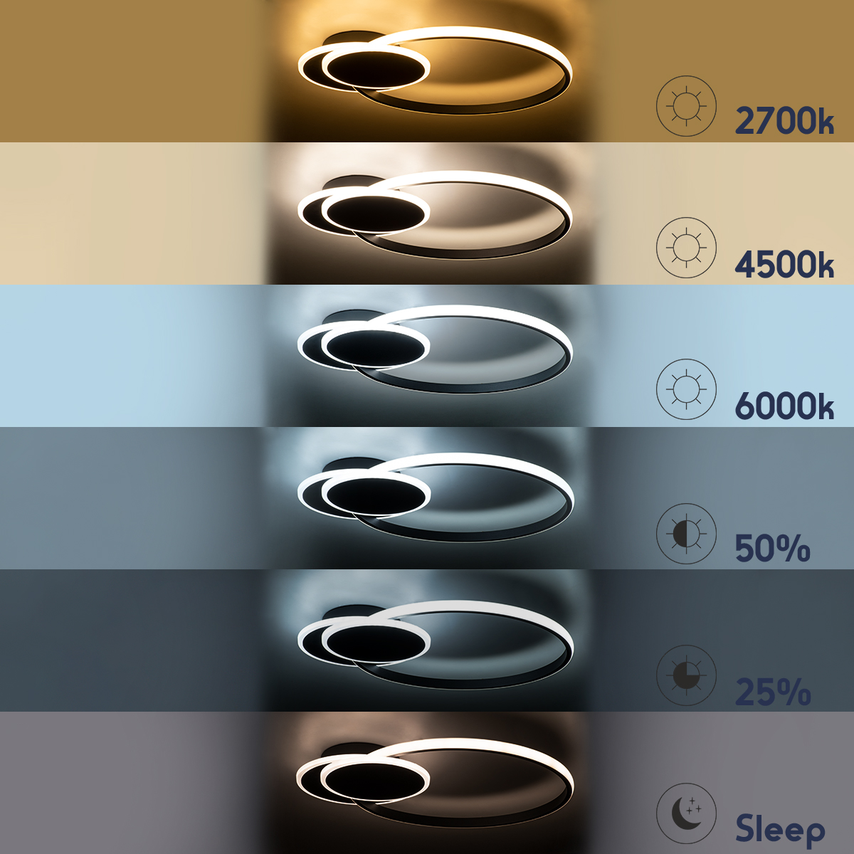 GloboStar® CIRCUO 61229 Φωτιστικό Οροφής Δαχτυλίδι-Κύκλος LED CCT 75W 8400lm 360° AC 220-240V - Εναλλαγή Φωτισμού μέσω Τηλεχειριστηρίου All In One Ψυχρό 6000k+Φυσικό 4500k+Θερμό 2700k Dimmable Μ53 x Π42.5 x Υ9cm - Μαύρο - 3 Years Warranty