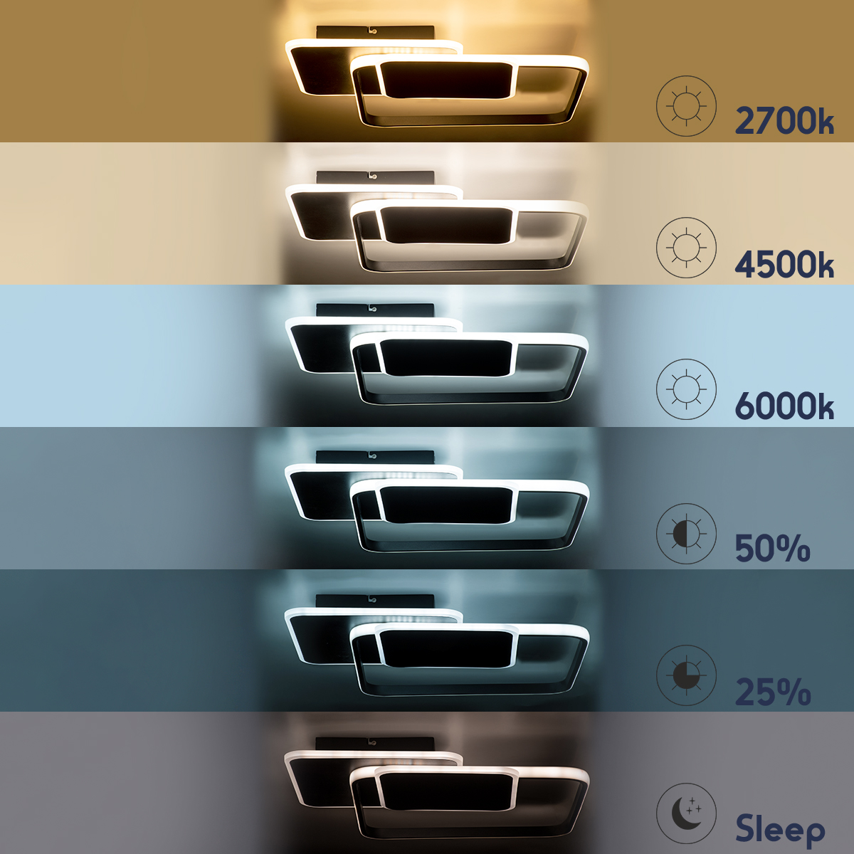 GloboStar® SQUARO 61231 Φωτιστικό Οροφής Δαχτυλίδι-Κύκλος LED CCT 75W 8400lm 360° AC 220-240V - Εναλλαγή Φωτισμού μέσω Τηλεχειριστηρίου All In One Ψυχρό 6000k+Φυσικό 4500k+Θερμό 2700k Dimmable Μ48.5 x Π51 x Υ9cm - Μαύρο - 3 Years Warranty