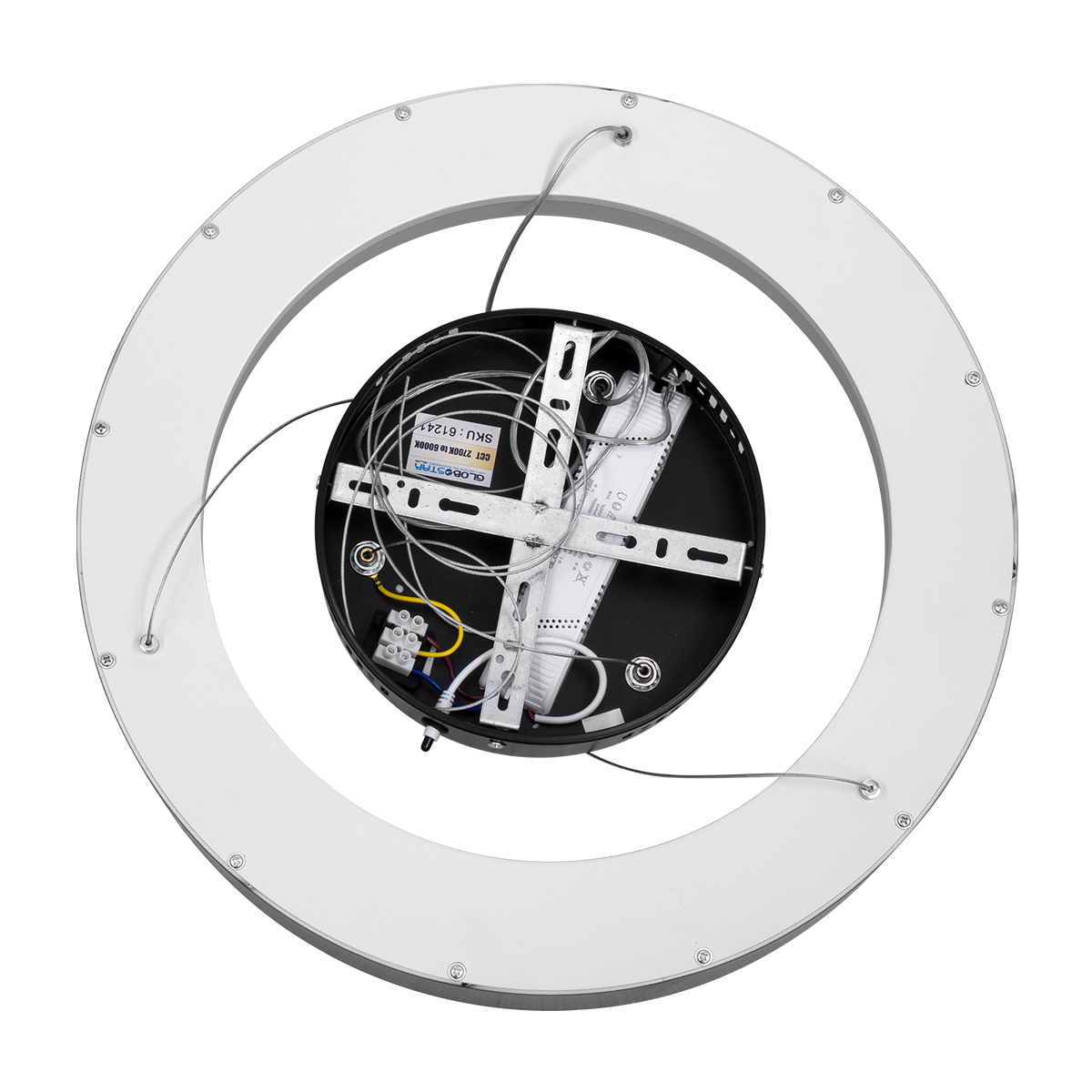GloboStar® SALEM 61241 Κρεμαστή Πλαφονιέρα Οροφής Δαχτυλίδι-Κύκλος LED CCT 75W 8625lm 120° AC 220-240V - Εναλλαγή Φωτισμού μέσω Τηλεχειριστηρίου All In One Ψυχρό 6000k+Φυσικό 4500k+Θερμό 2700k Dimmable Φ45cm - Μαύρο - 3 Years Warranty