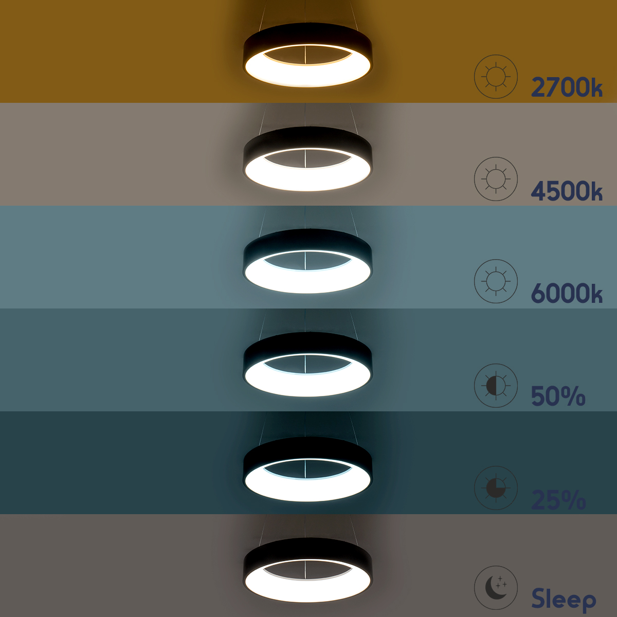 GloboStar® SALEM 61243 Κρεμαστή Πλαφονιέρα Οροφής Δαχτυλίδι-Κύκλος LED CCT 75W 8625lm 120° AC 220-240V - Εναλλαγή Φωτισμού μέσω Τηλεχειριστηρίου All In One Ψυχρό 6000k+Φυσικό 4500k+Θερμό 2700k Dimmable Φ45cm - Χρυσό Σαμπανιζέ - 3 Years Warranty