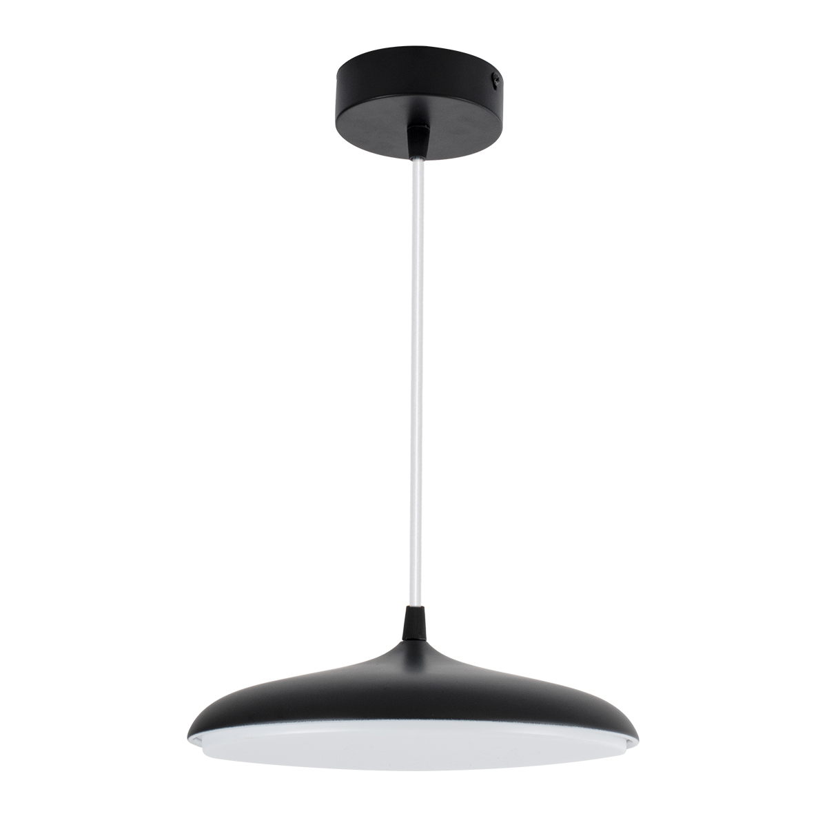 GloboStar® BARON 61251 Κρεμαστή Πλαφονιέρα Οροφής LED CCT 12W 1440lm 120° AC 220-240V - Εναλλαγή Φωτισμού μέσω Διακόπτη On/Off All In One Ψυχρό 6000k+Φυσικό 4500k+Θερμό 2700k Φ25 x Υ8cm - Μαύρο - 3 Years Warranty