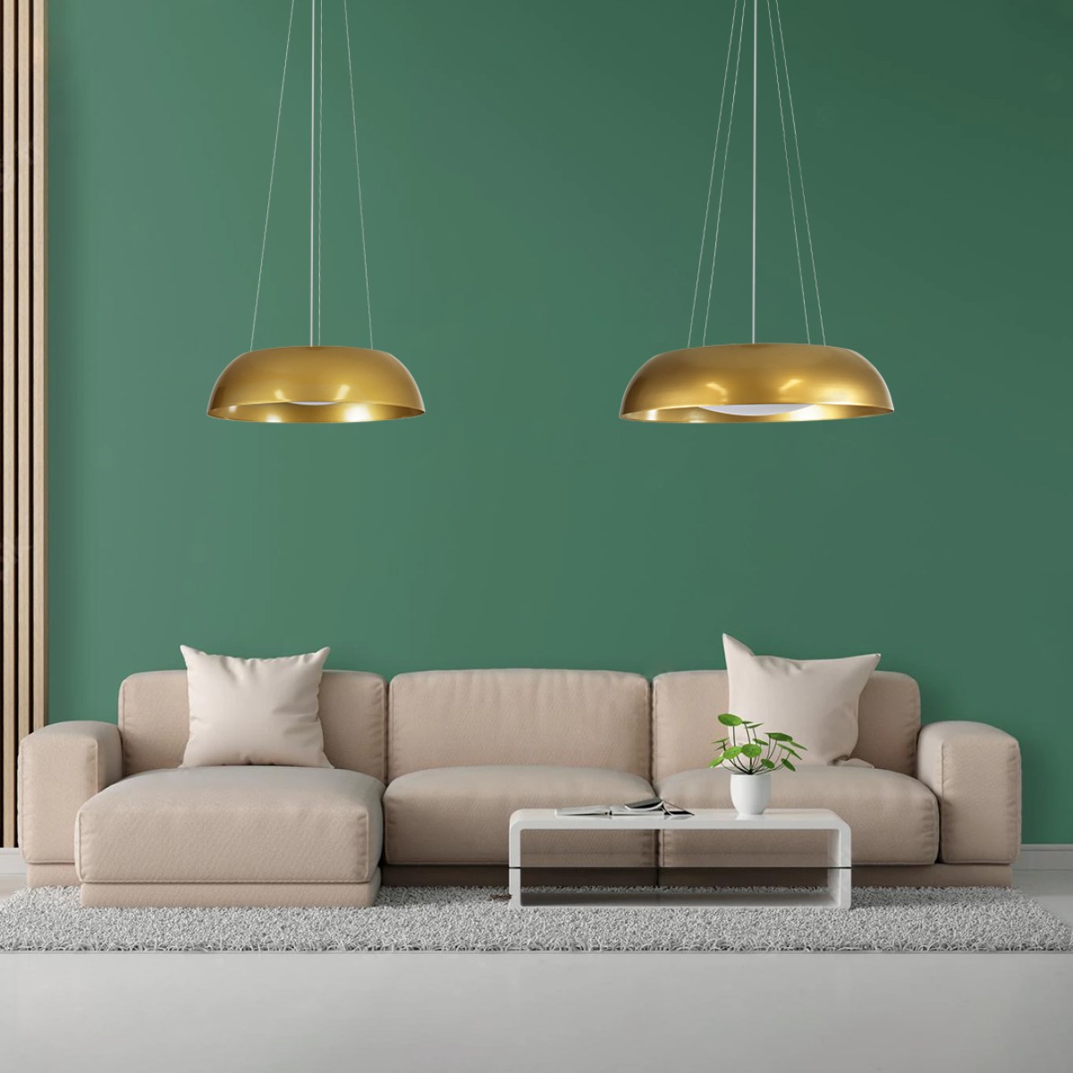 GloboStar® ANATOLIA 61268 Κρεμαστή Πλαφονιέρα Οροφής LED CCT 60W 6900lm 120° AC 220-240V - Εναλλαγή Φωτισμού μέσω Τηλεχειριστηρίου All In One Ψυχρό 6000k+Φυσικό 4500k+Θερμό 2700k Dimmable Φ43cm - Χρυσό - 3 Years Warranty